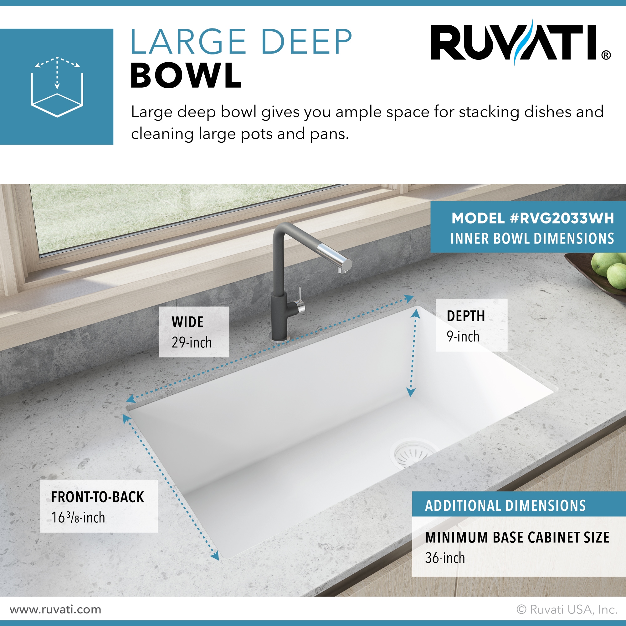 Ruvati RVG2033WH Kitchen-Sinks - View #7