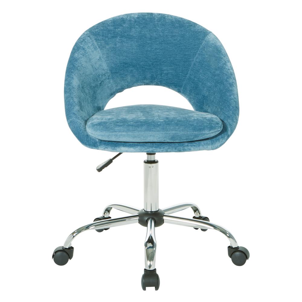 Royal Blue Chrome Swivel Office Chair with Padded Scoop Seat
