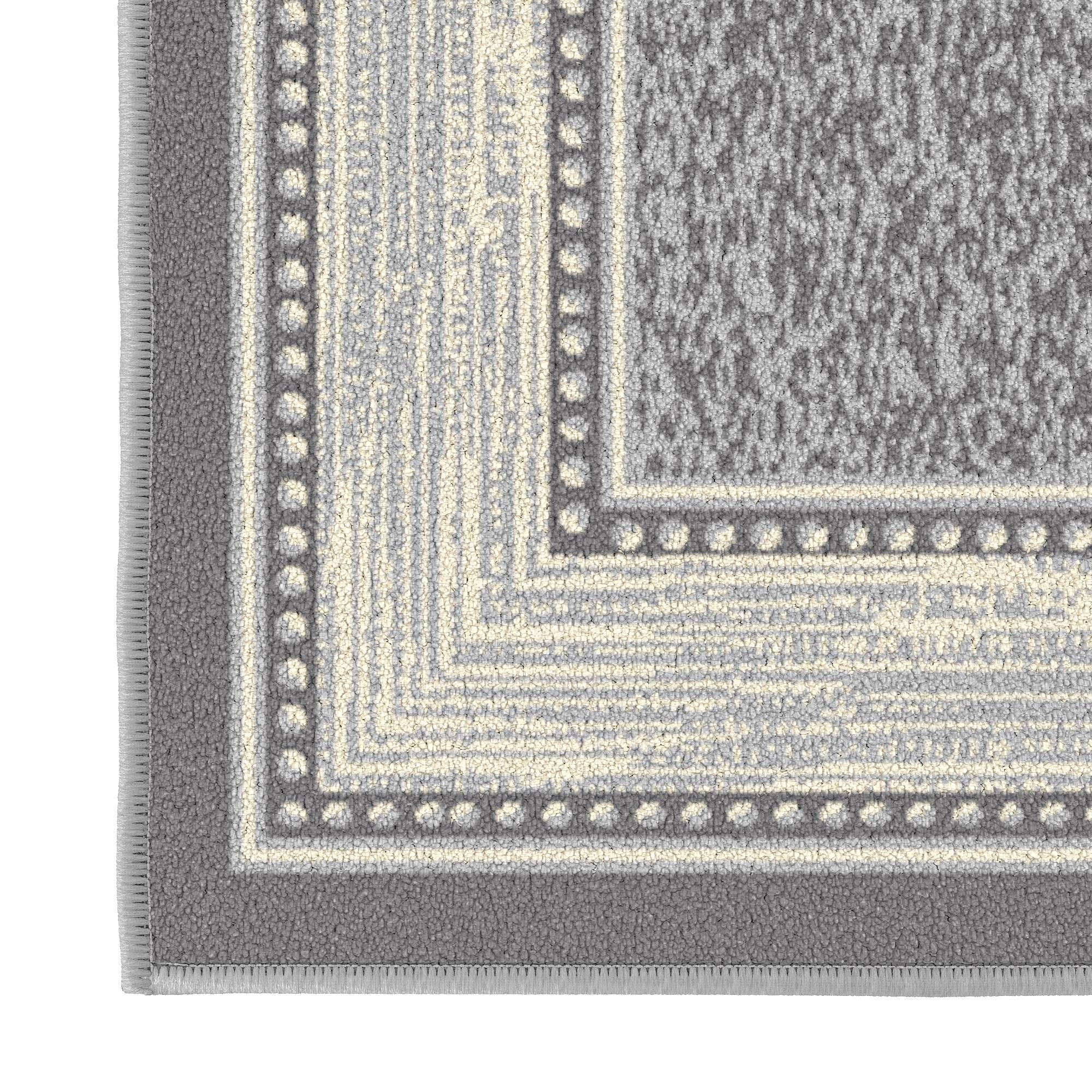 Ottomanson Non-Slip Entryway Rug 2 X 3 (ft) Light Gray Indoor Border  Machine Washable Area Rug in the Rugs department at Lowes.com