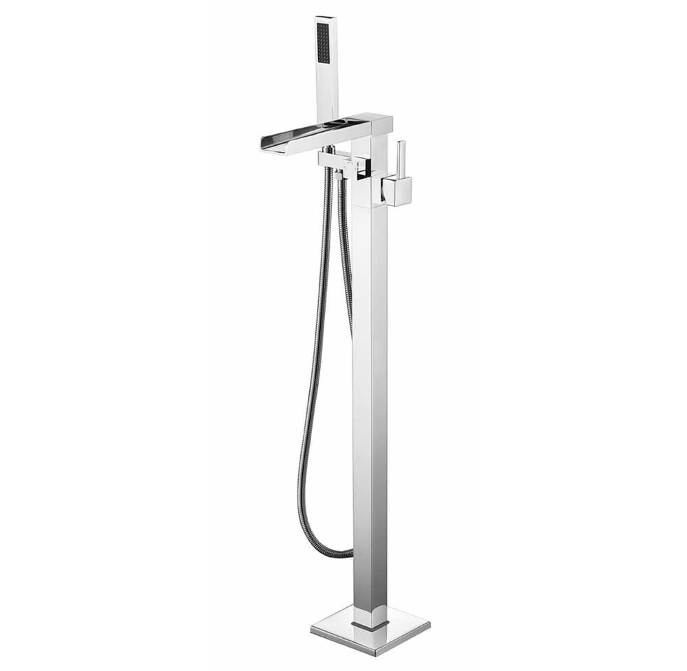 Lexora LDF02041FSCHR Cascata Chrome 1-handle Freestanding Low-arc Bathtub Faucet with Hand Shower ( Valve Included )