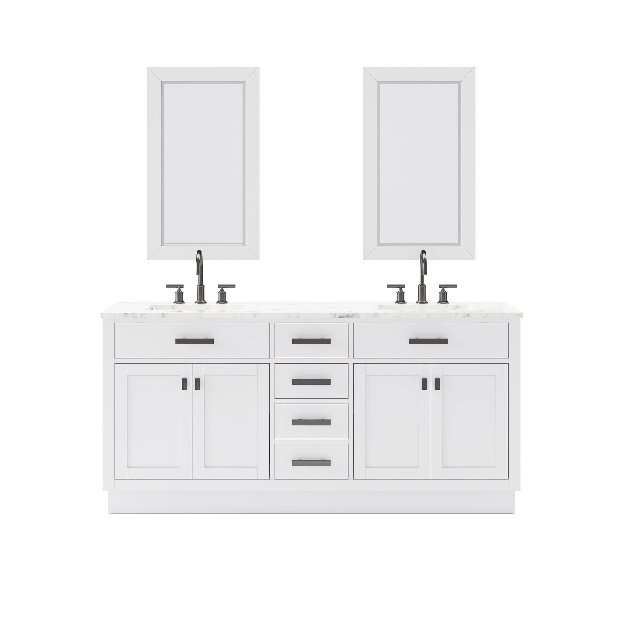 Hartford 72" Pure White Marble Double Sink Vanity with Mirror