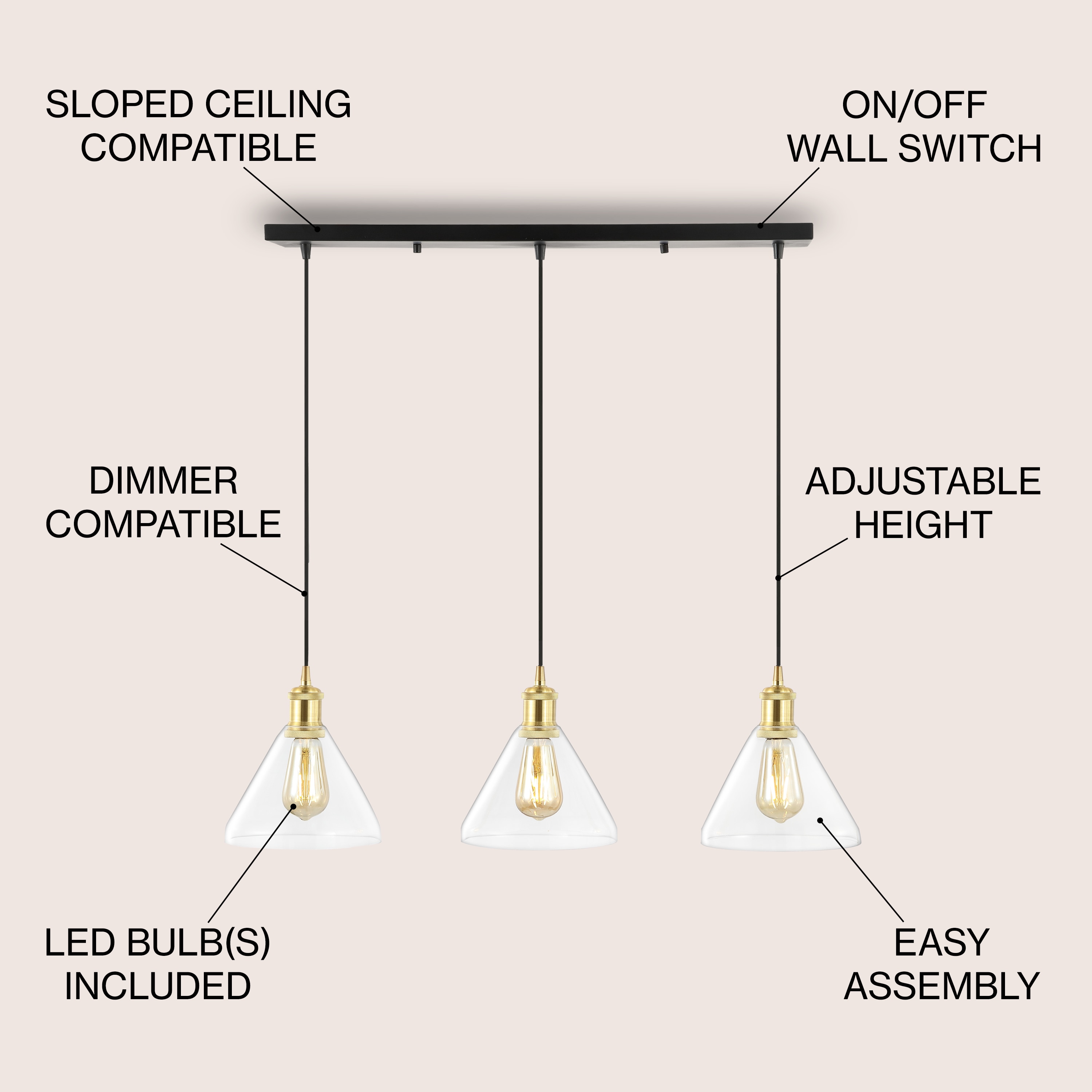 Kiawah Island Brushed Gold 30.5" LED Linear Pendant with Clear Glass