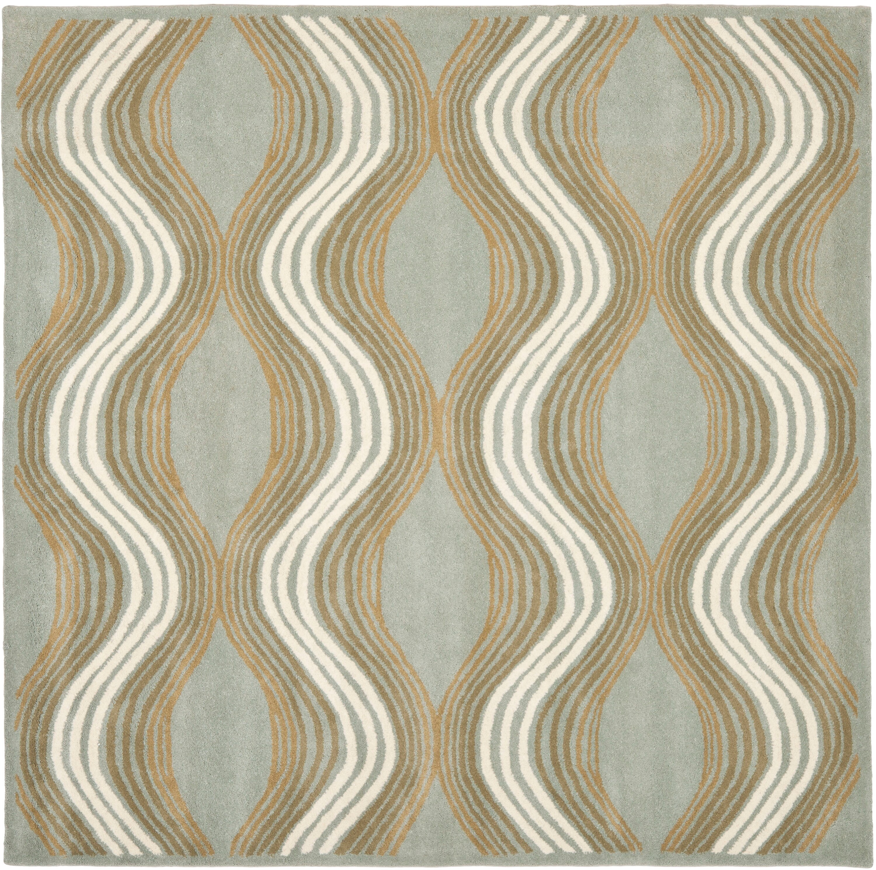 Wyndham Raby 7 X 7 Wool Blue Square Indoor Abstract Mid-century Modern Area Rug | - Safavieh WYD318A-7SQ
