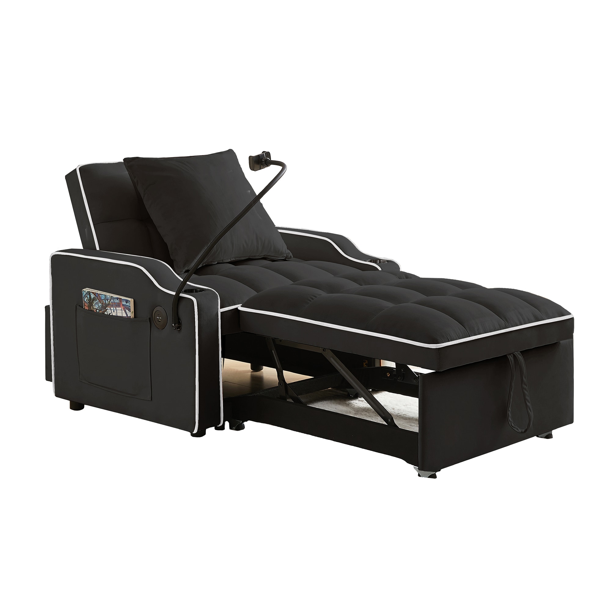 Bybafun YC9900007 Modern Black Velvet Accent Chair