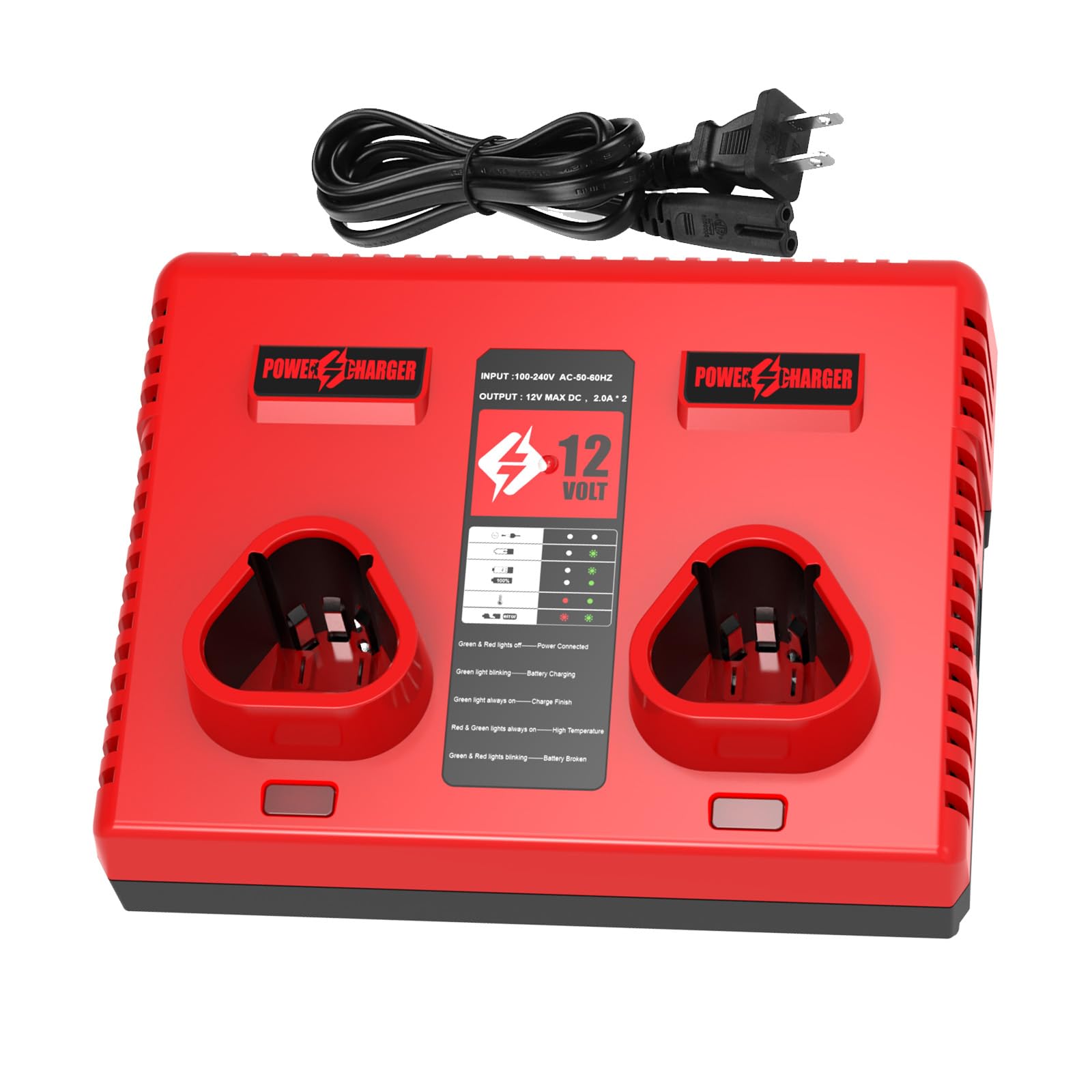 DYRCJ Dual Port 12V Charger Compatible with 12Volt power cell Models 48-11-2401 48-11-2420 48-11-2440 48-11-2460 48-11-2412 48-11-2411 48-11-2402