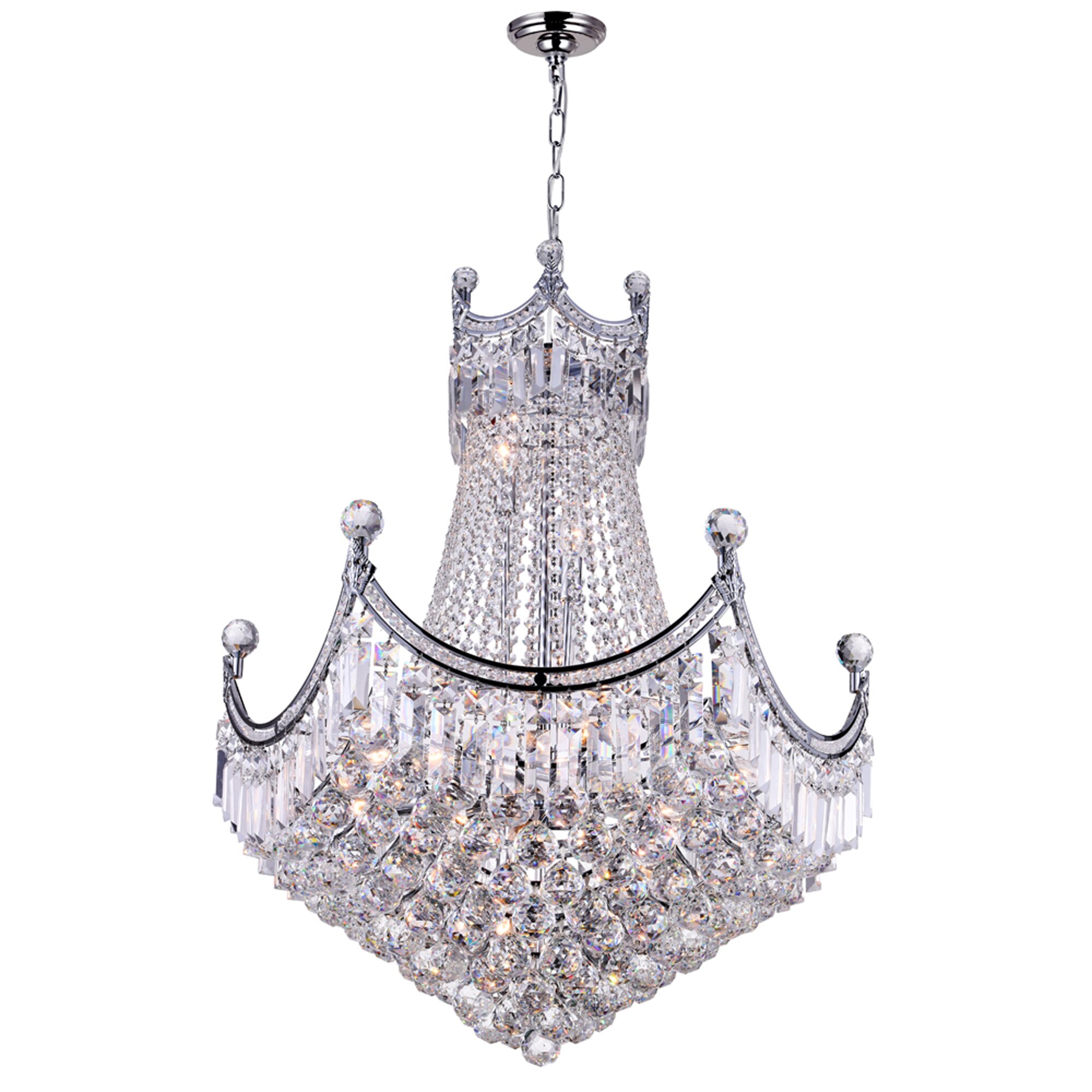 CWI Lighting Amanda 15 -Light Chrome Traditional Crystal For Use in Bathrooms, Bedrooms, Dining Rooms, Foyers, Kitchens, Living Rooms Chandelier