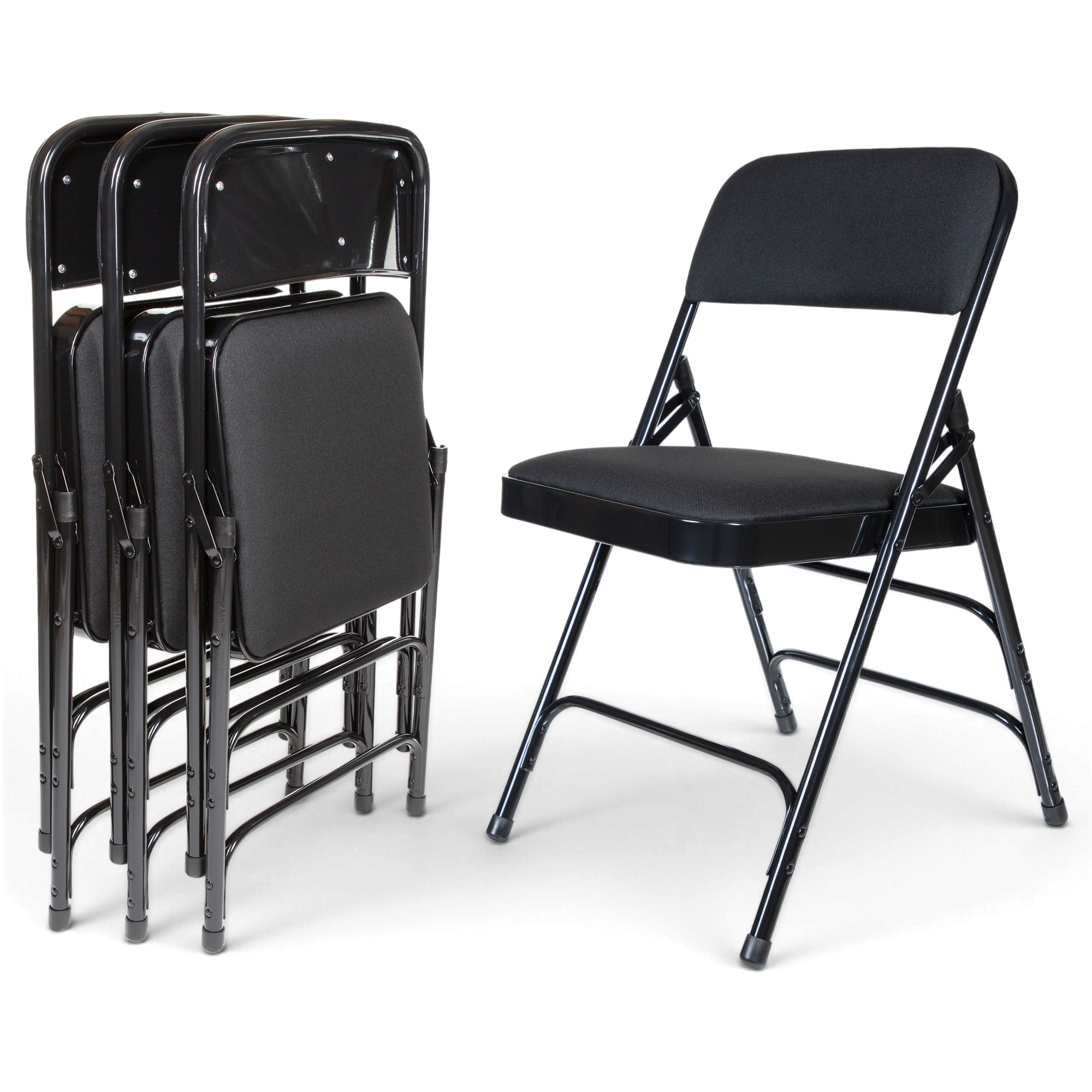 Hampden Furnishings - 4 -Pack Black Metal Frame Padded Indoor Standard Folding Chair 500-lb Weigh...