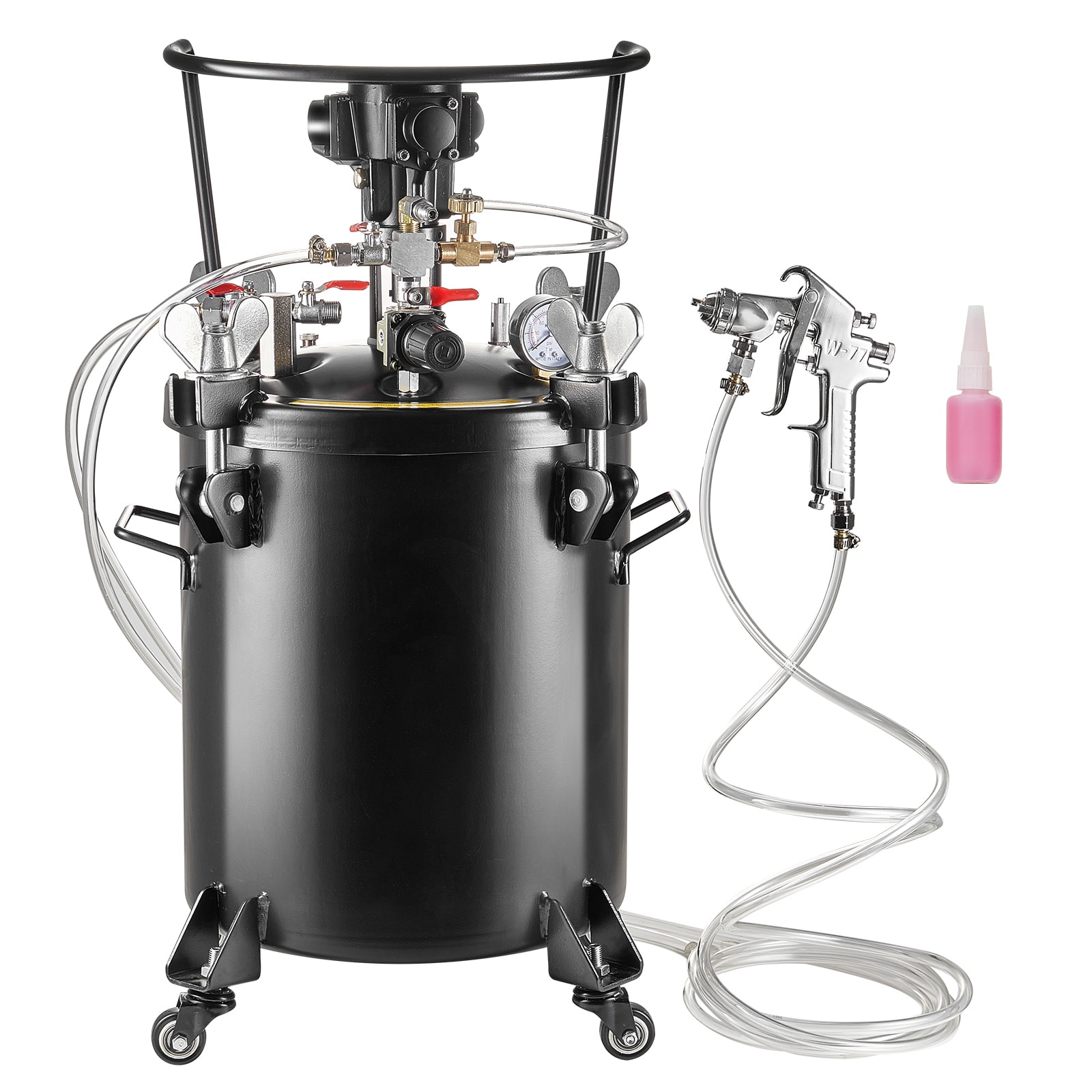 VEVOR Spray Paint Pressure Pot  30 L / 7.5 gal Fully Automatic Stirring Pressure Pot Tank  70 psi Adjustale Pressure  Pressure Pot Paint Tank with Spray Gun and Hoses  for Home Decor Industry Painting