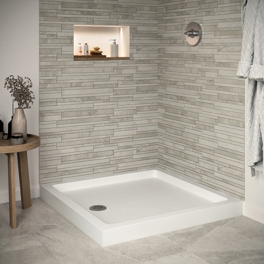 Streamline 36" White Acrylic Corner Shower Base with ABS Drain