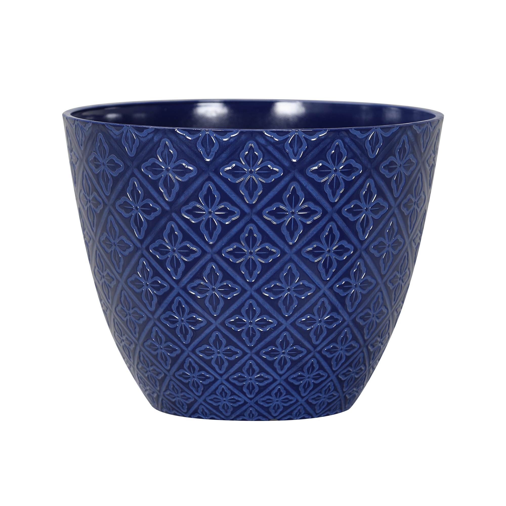 allen + roth PLD2112PBH 11.34-in W Medium Blue Resin Contemporary/Modern Indoor/Outdoor Planter with Drainage Holes