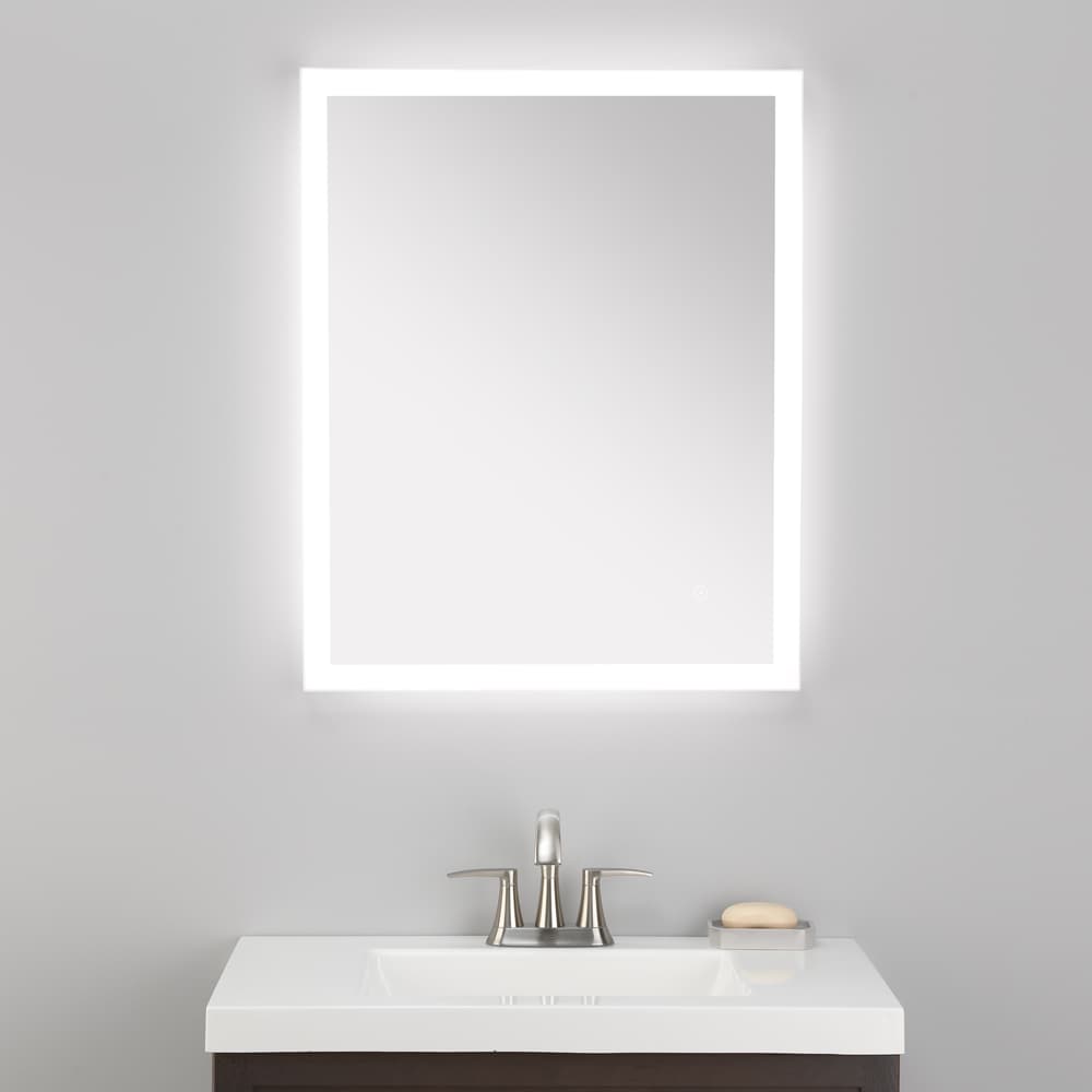 allen + roth 24-in x 30-in Dimmable LED Lighted Clean Fog Free Frameless  Bathroom Vanity Mirror in the Bathroom Mirrors department at