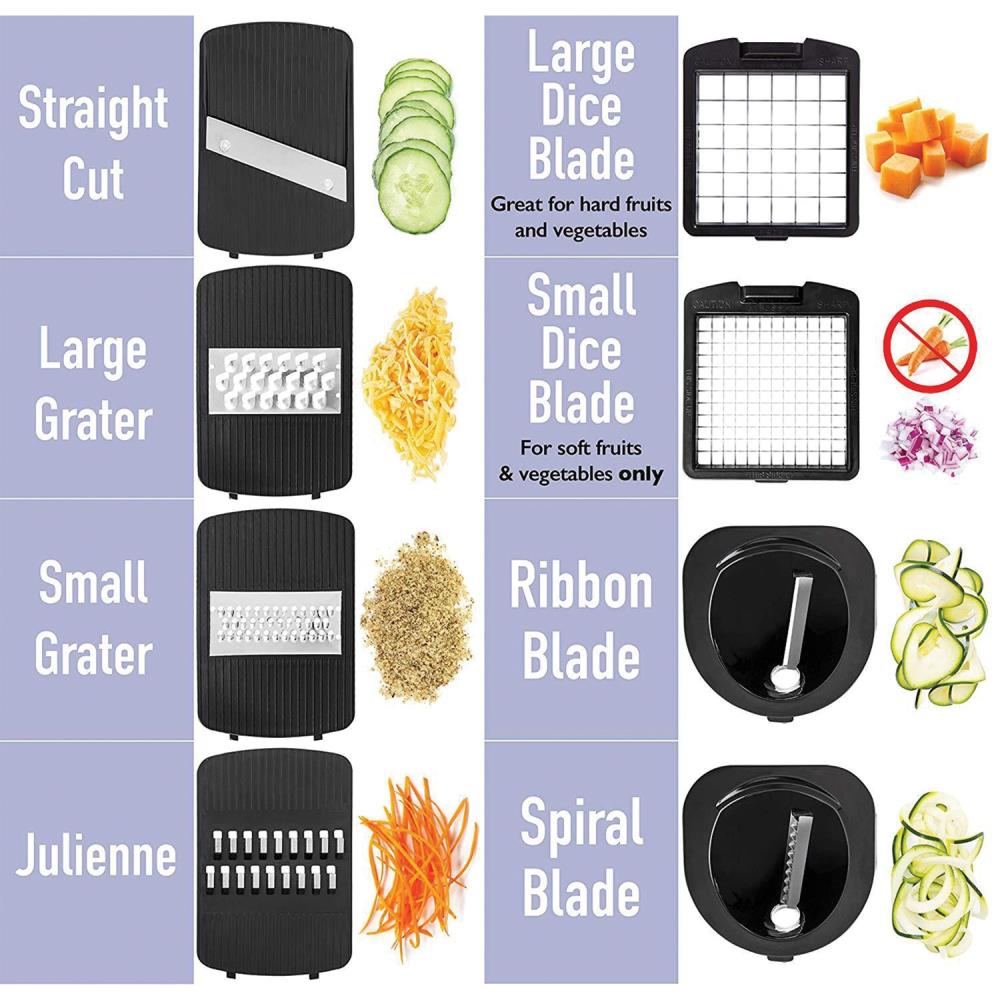 Ginsu Chop 'N Spiral Slicer Pro Kitchen Tool for Graters Ribbon Slice  Julienne- 12 Piece Set- White