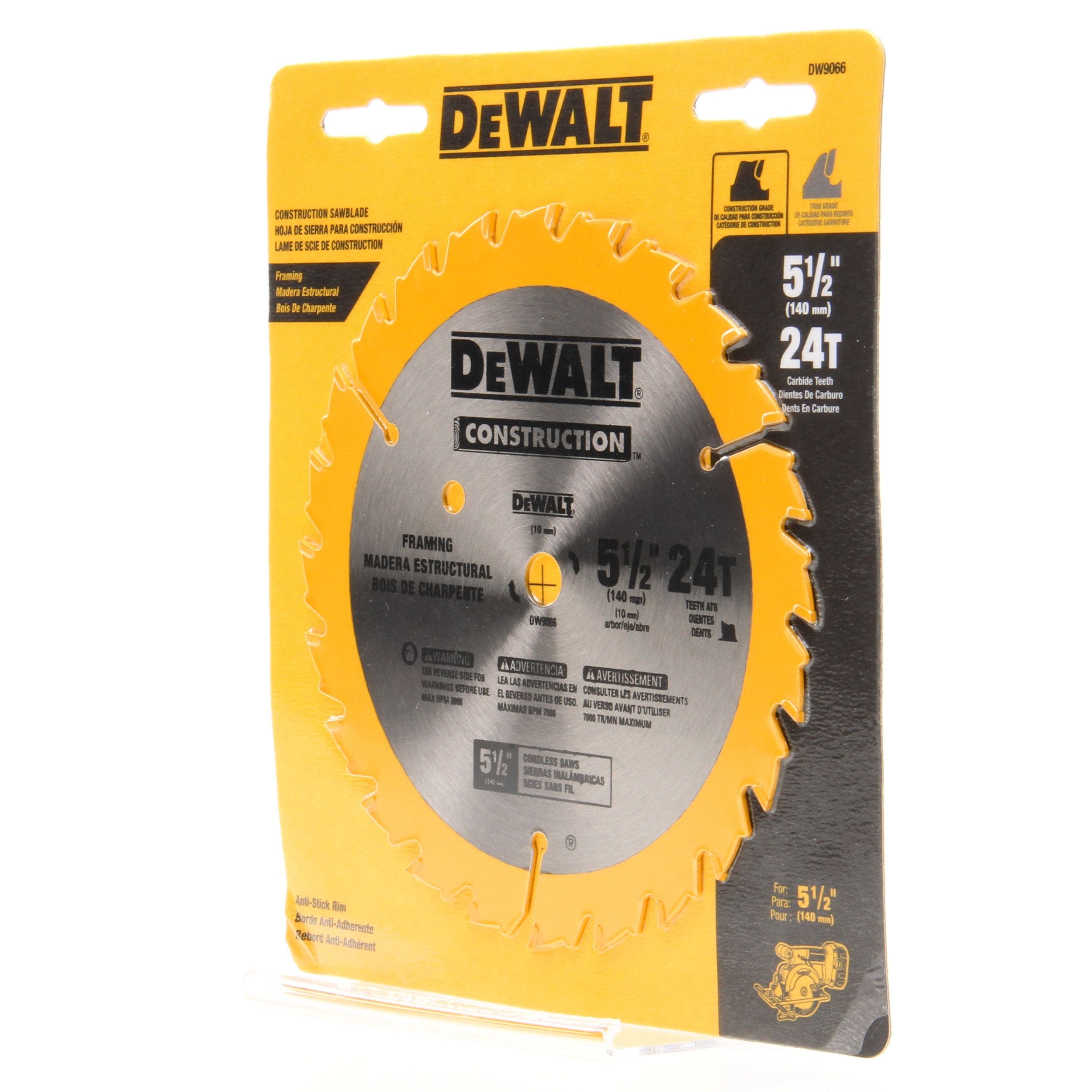 DeWalt DW9066 Construction 5-1/2-in 24-Tooth Carbide Circular Saw Blade