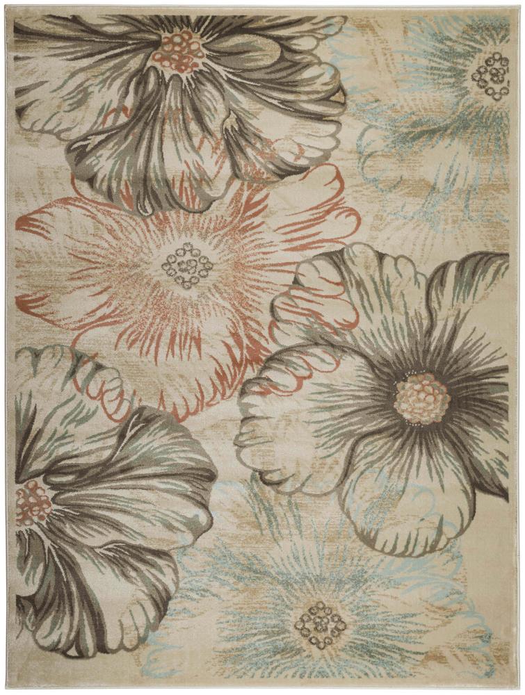 Radici USA 3809/0032/CREAM Garda 8 x 10 (ft) Polypropylene Cream Rectangular Indoor Floral/Botanical Bohemian/Eclectic Area rug