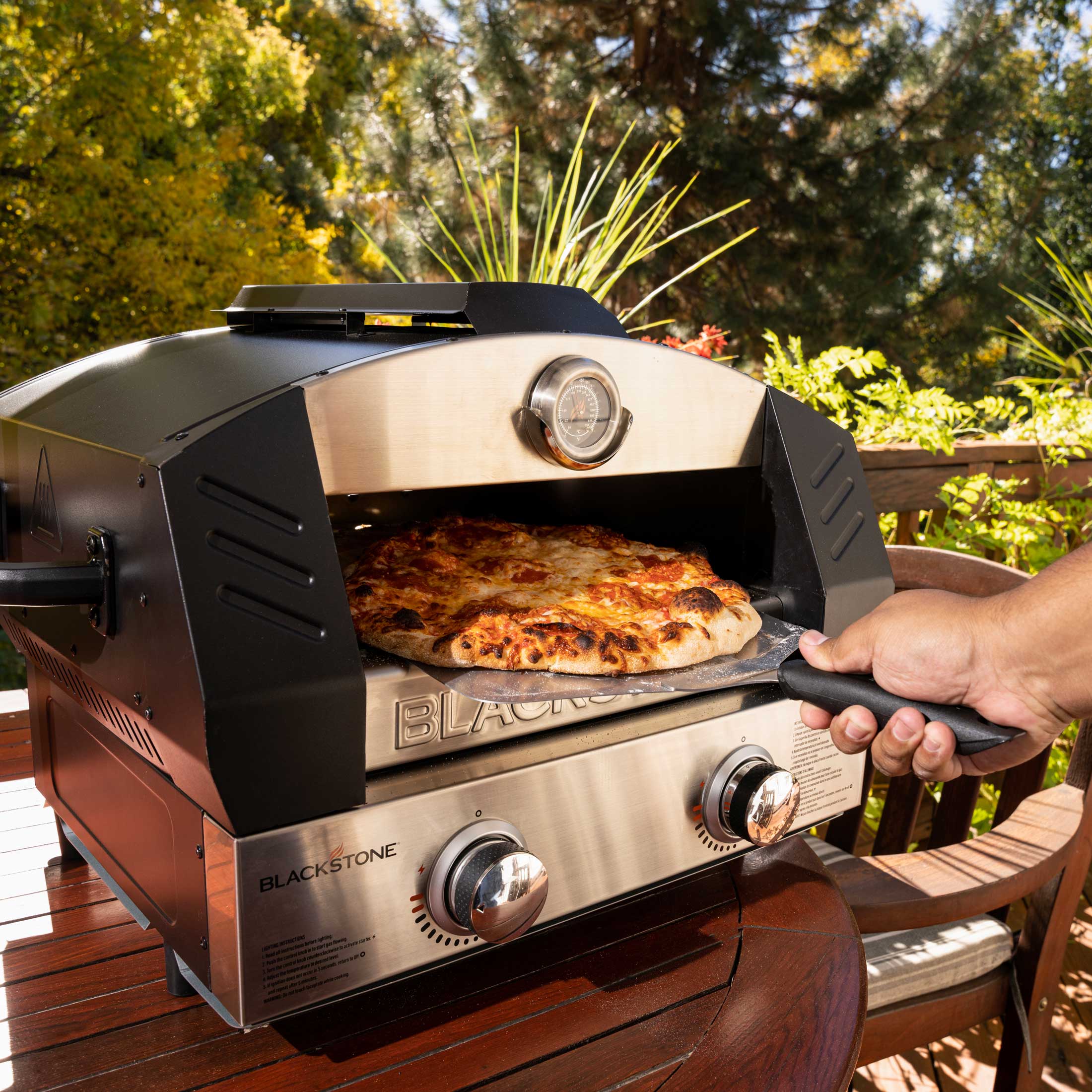 Backyard Pro 38 1/2 Stainless Steel Hybrid Wood / Liquid Propane Outdoor  Pizza Oven with Stand