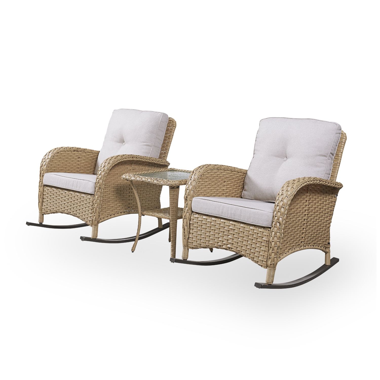Rilyson FS042-1 New wicker 3 -Piece Wicker Patio Conversation Set with Yellow Cushions