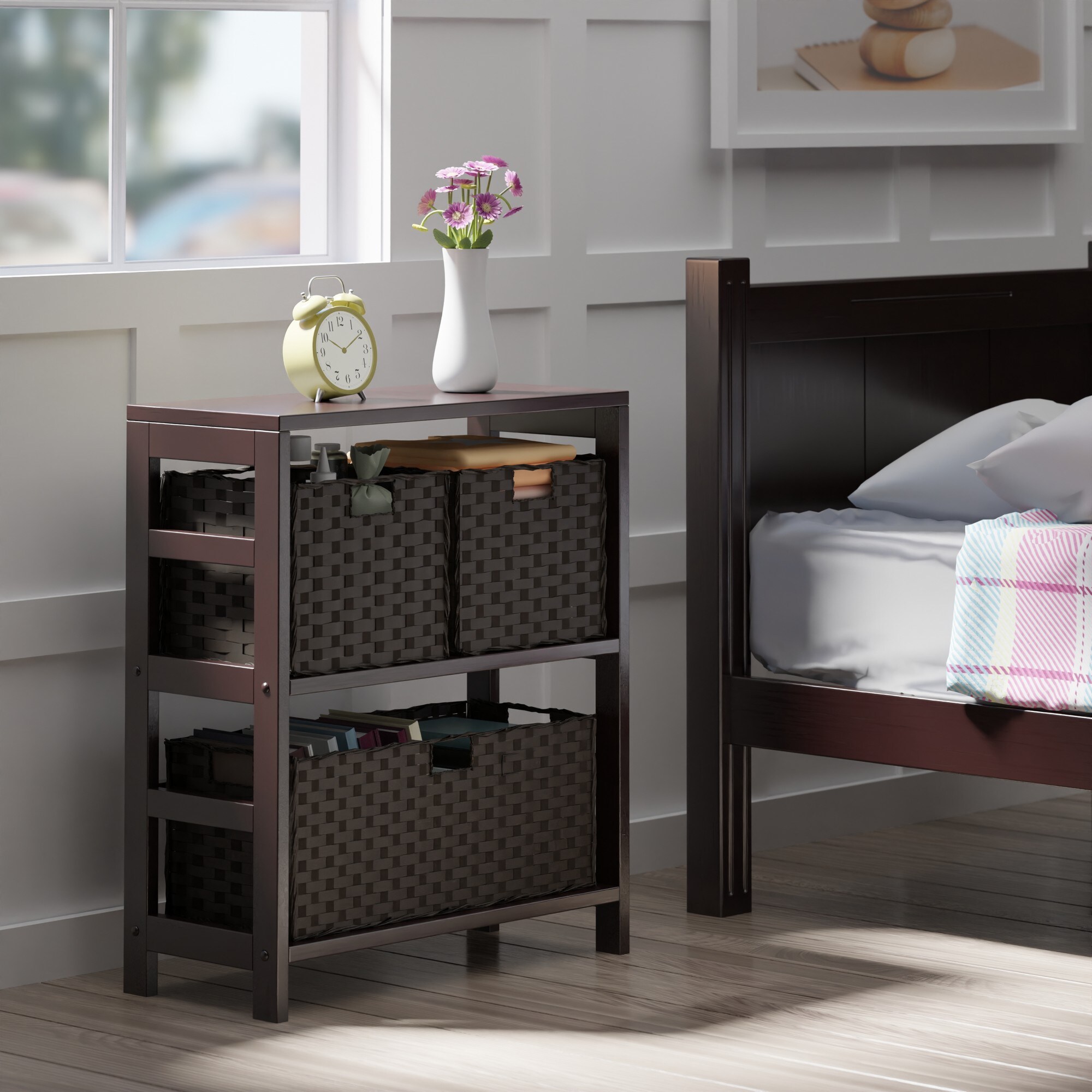 Winsome Wood Leo Wide 2-Tier Storage Shelf, Espresso