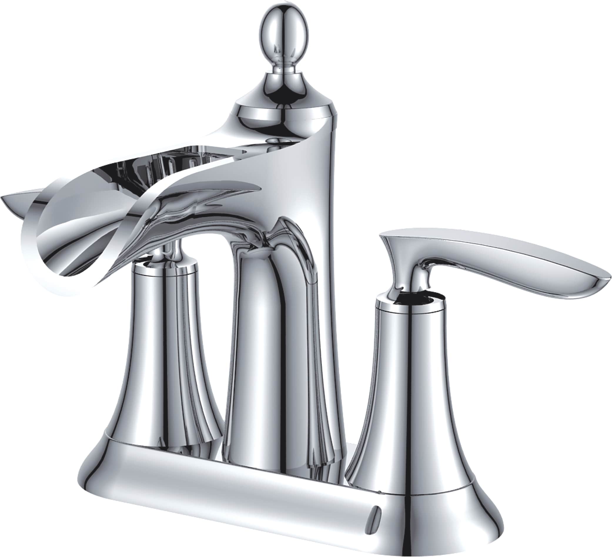 CMI 192-6434 Polished Chrome 4-in centerset 2-handle WaterSense Waterfall Commercial/Residential Handle Bathroom Sink Faucet with Drain with Deck Plate