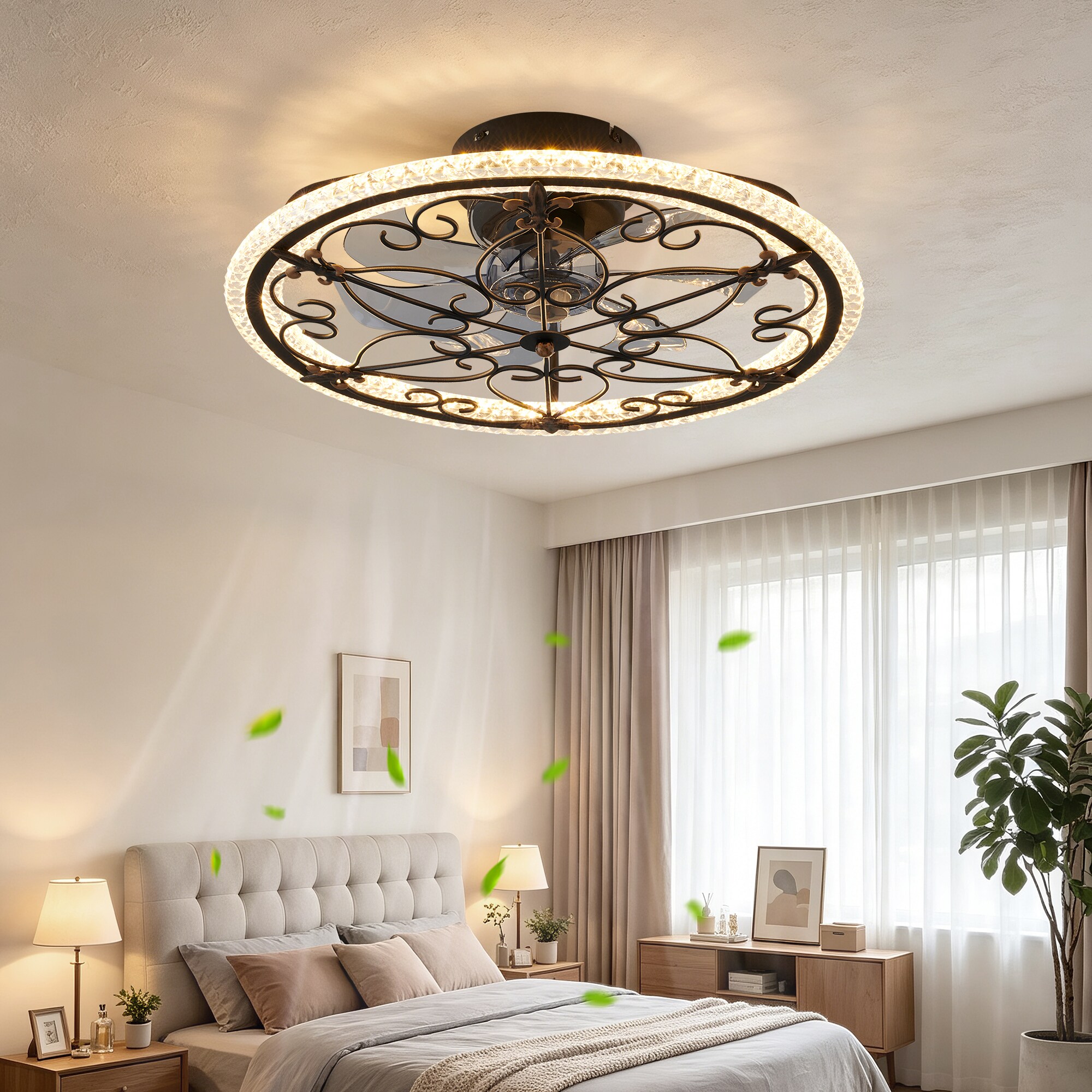 Rustic Black Caged Ceiling Fan with Light Farmhouse Caged Ceiling Fan ...