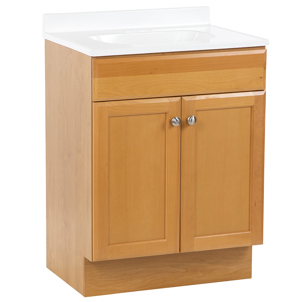 Project Source 24 in Golden Single Sink Bathroom Vanity with White