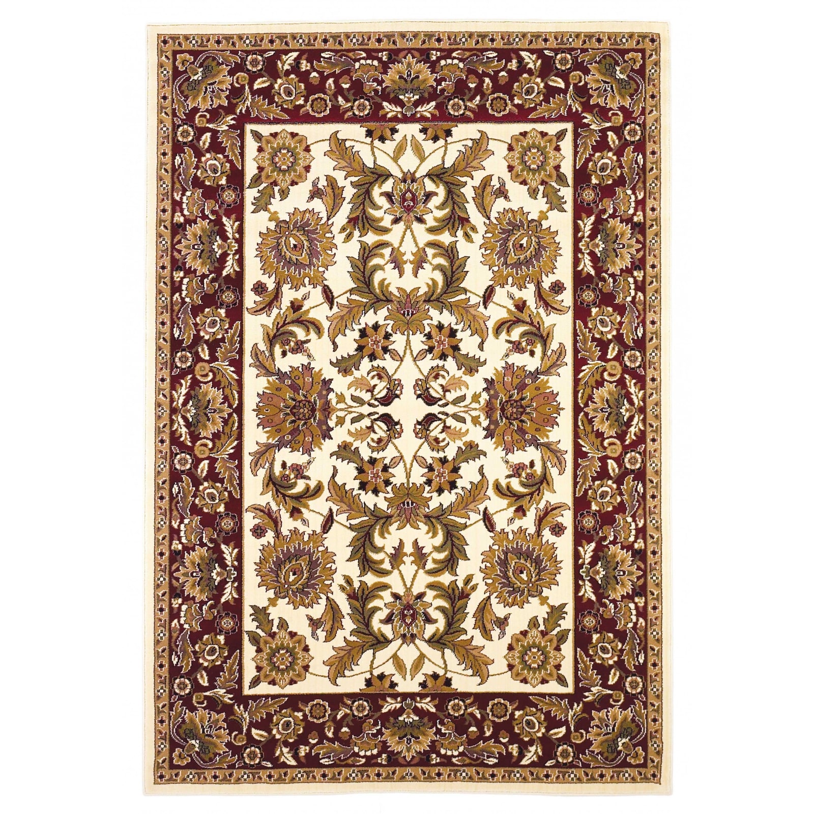 HomeRoots 352854 Bernadette 7 X 7 (ft) Rag Ivory Red Round Indoor Border Area Rug