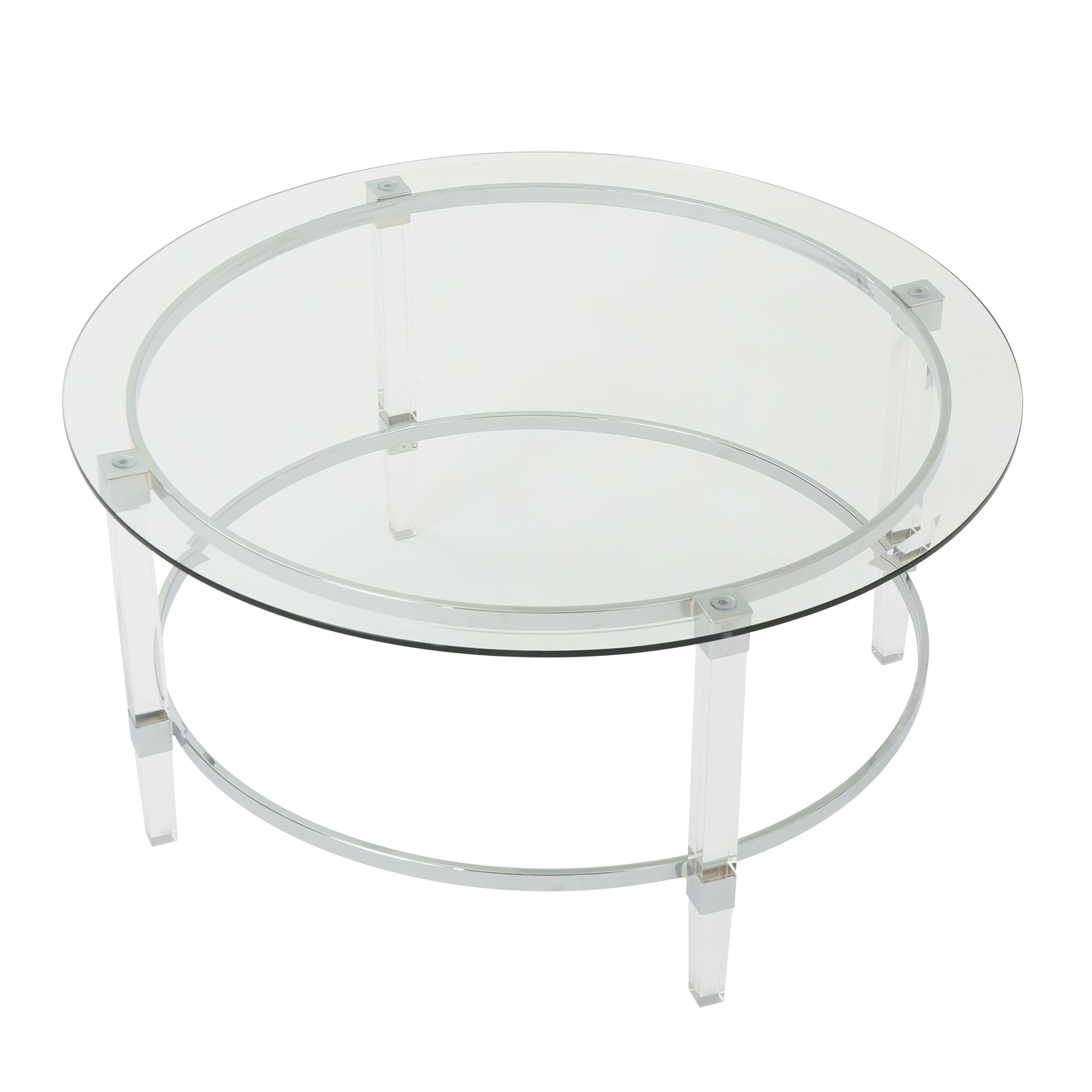 Elowen Round Clear Glass and Metal Coffee Table