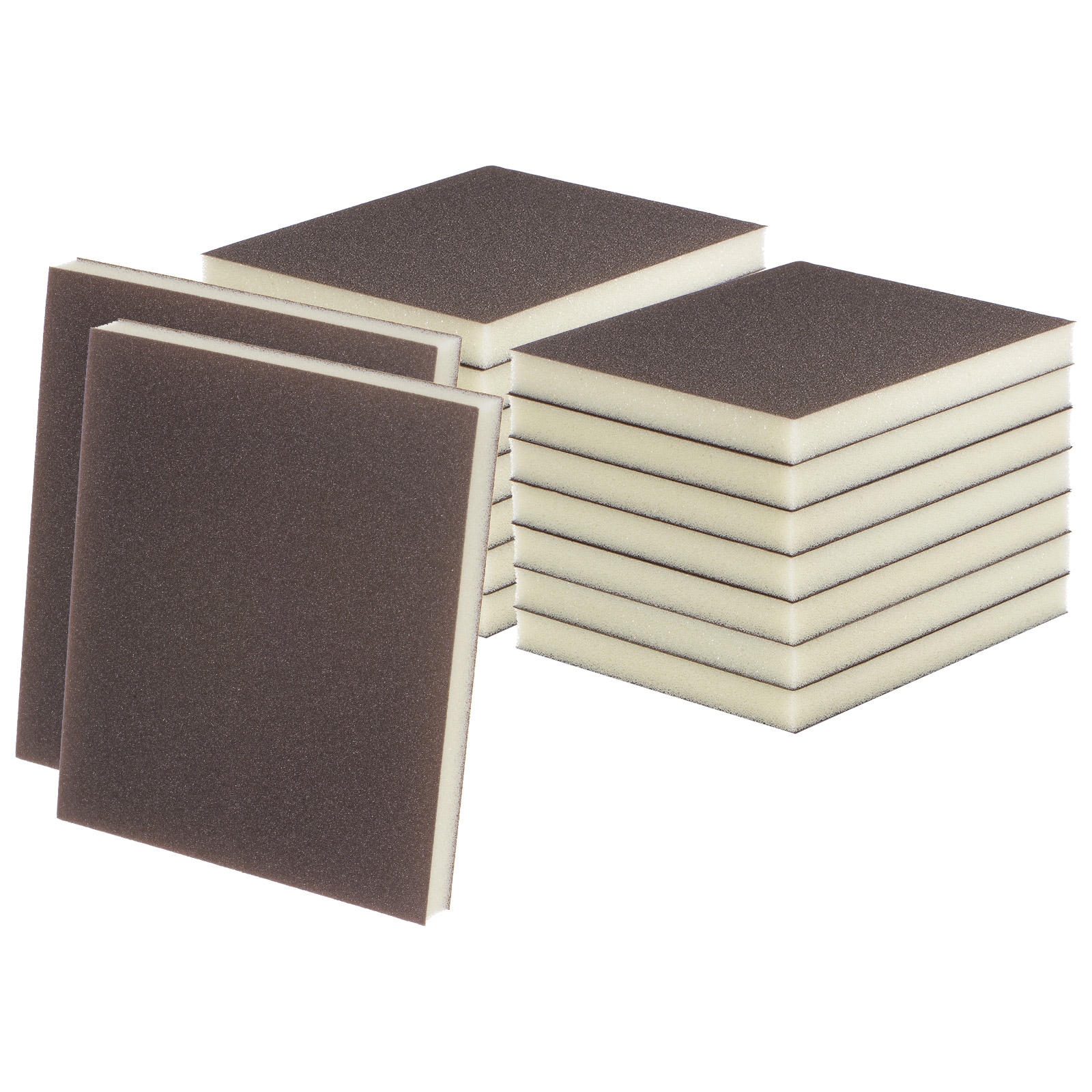 Harfington 16pcs Superfine Sanding Sponge Blocks 500-600 Grit Foam Sanding Block Pad for Polishing Kitchen Metal Wood Drywall 120x100x12mm Brown #S25092400UX5078