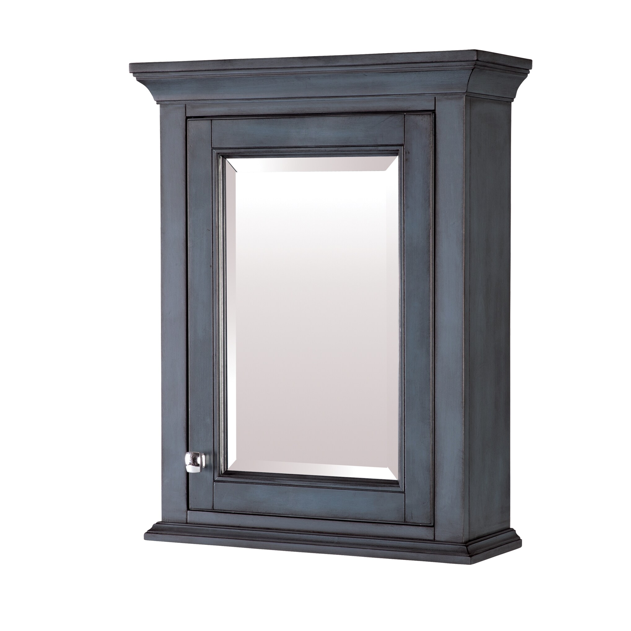 CRAFT + MAIN Brantley 22-in x 28-in Surface Mount Distressed Grey Mirrored Soft Close Medicine Cabinet