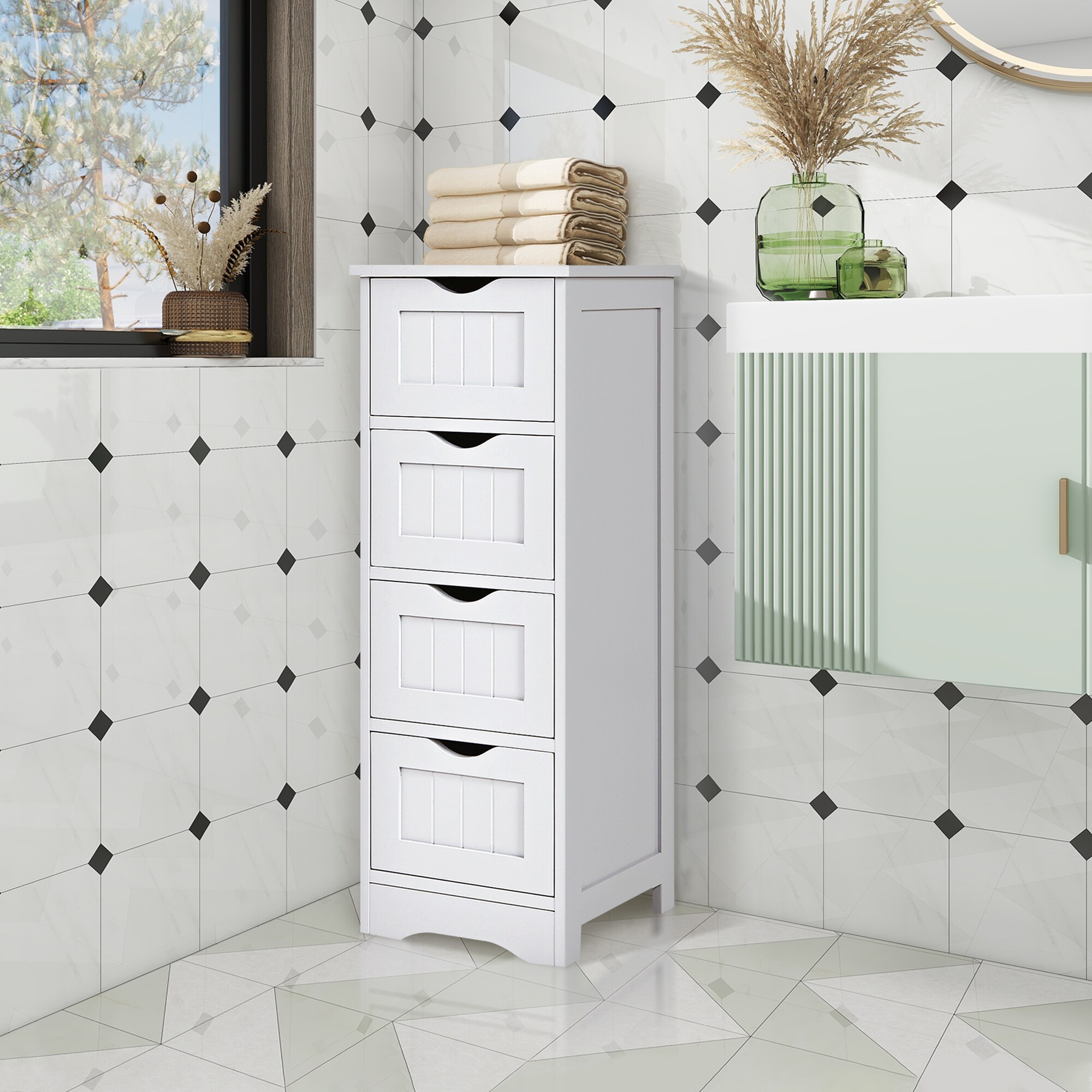 WELLFOR OUJ66969WH Linen-Cabinets - View #4