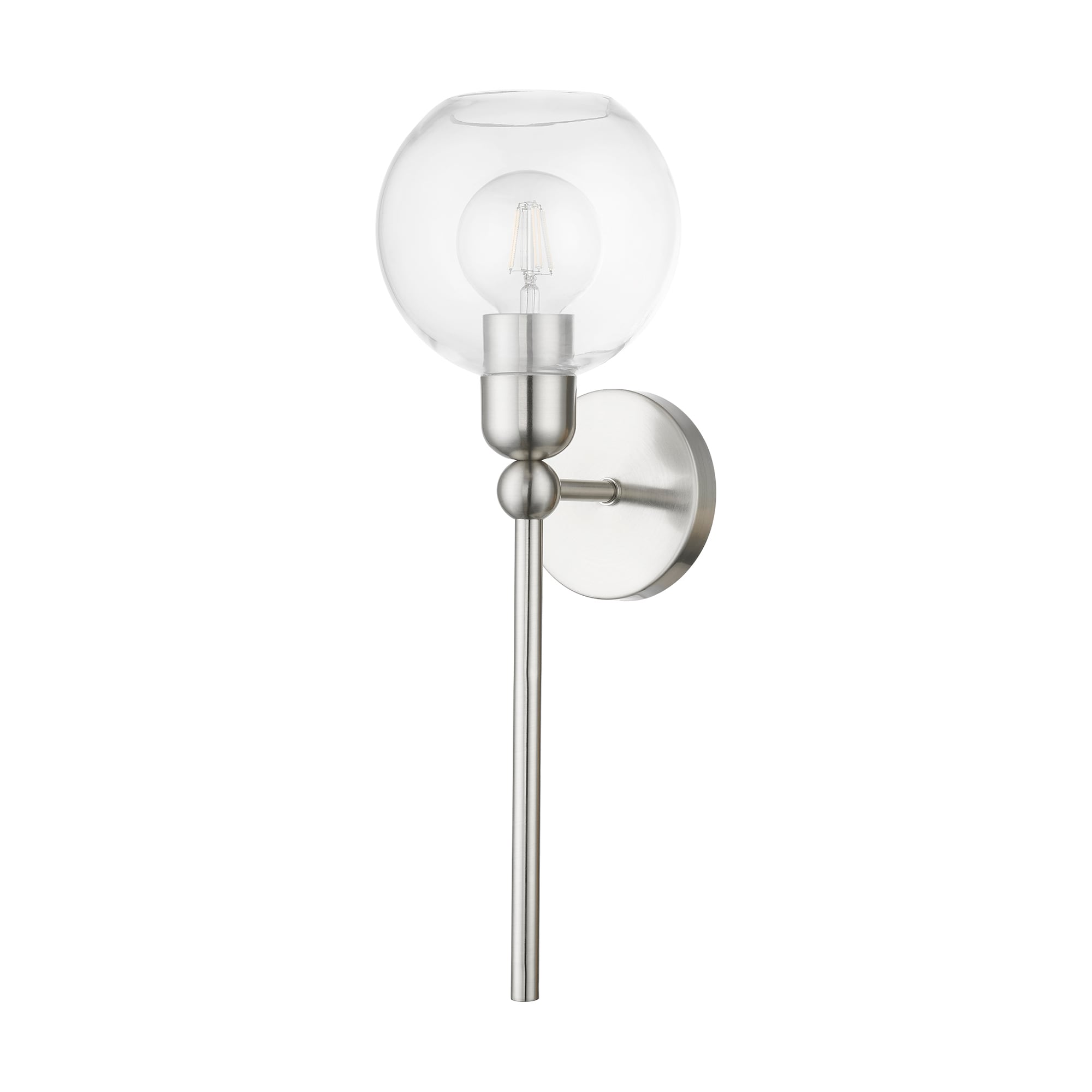 Downtown Elegance Brushed Nickel Wall Sconce with Clear Glass Shade