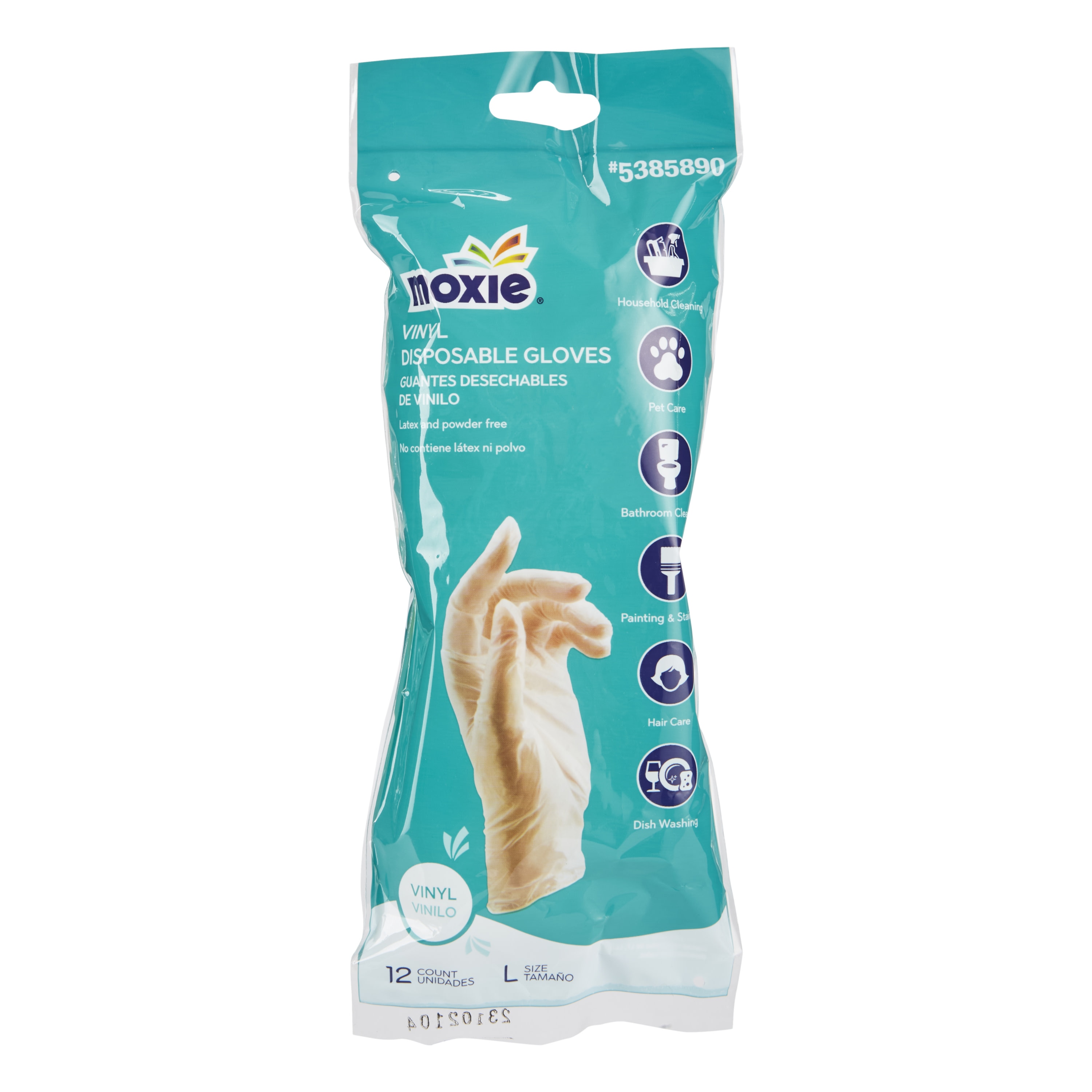 MOXIE 401077 Large 12 -Count Vinyl Disposable cleaning gloves 6 -Pairs