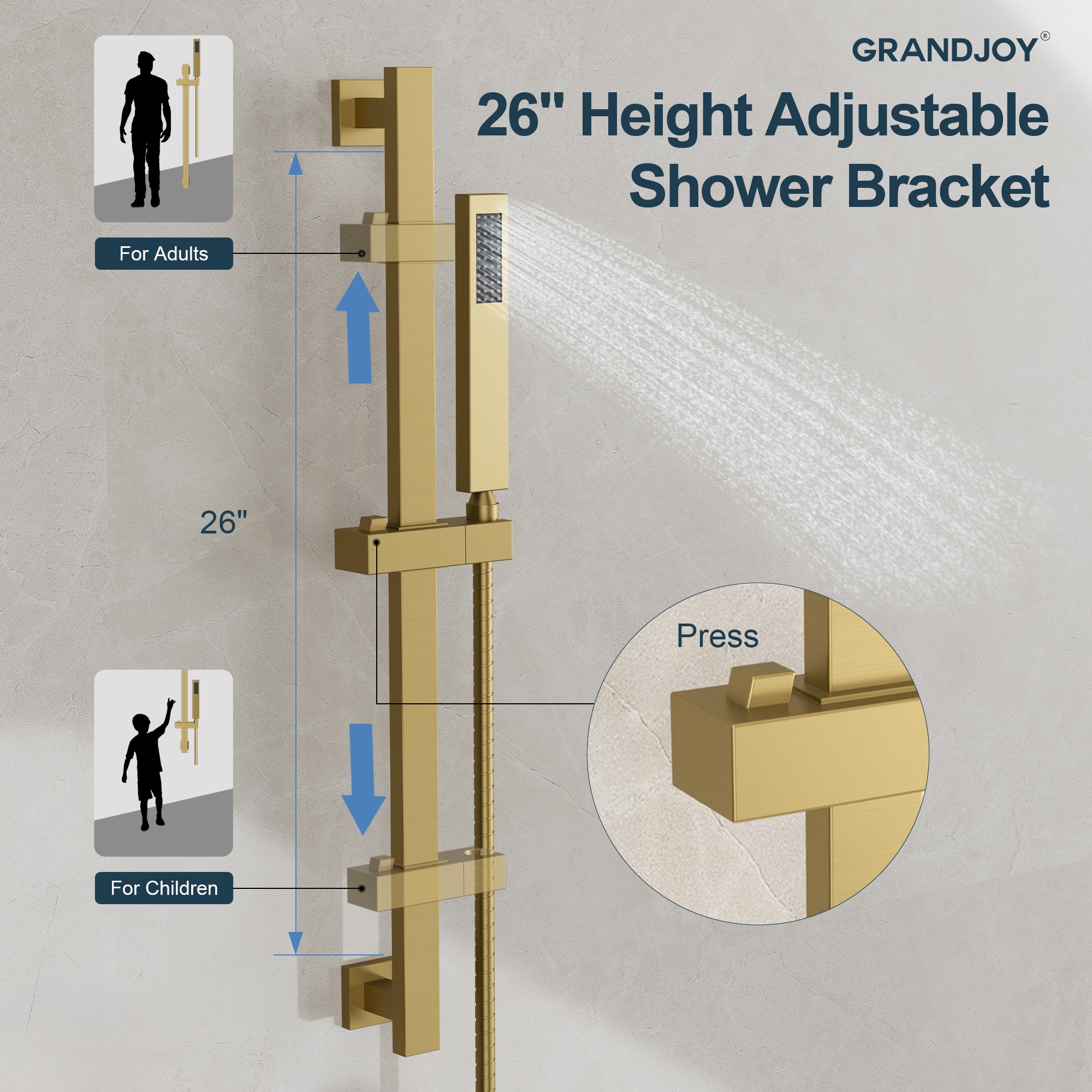 GRANDJOY SFS-1059-GD10 Showerhead-Bar-Panels - View #7