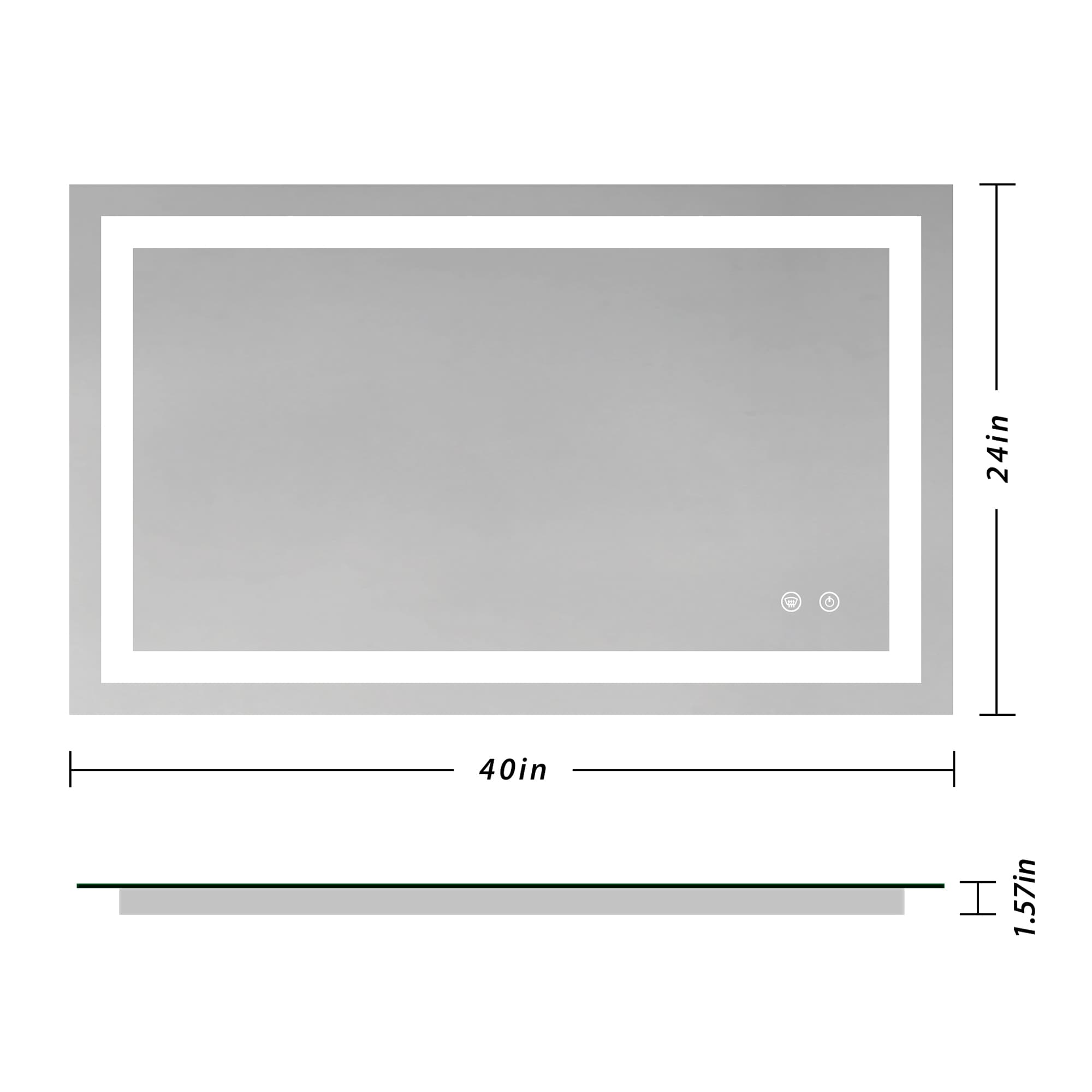 Keonjinn 40x24 Silver LED Lighted Bathroom Vanity Mirror