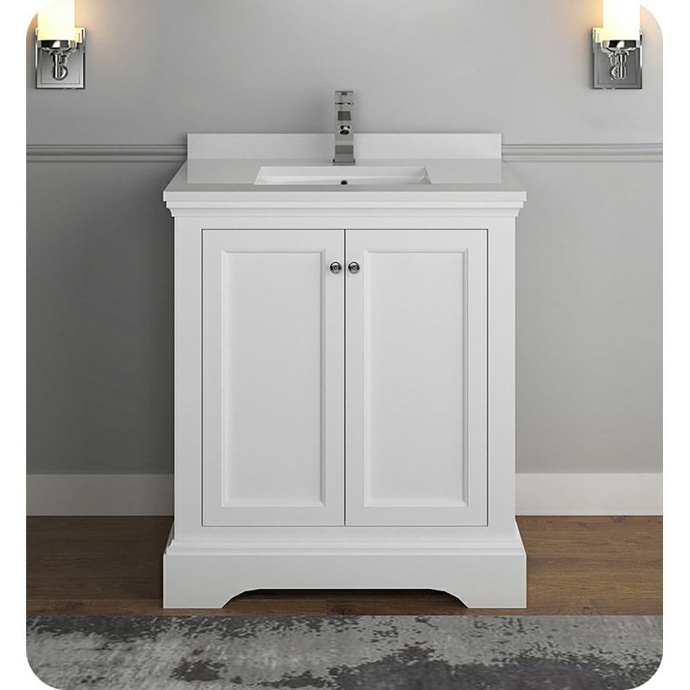 Fresca Windsor 30-in Matte White Bathroom Vanity Base Cabinet without ...