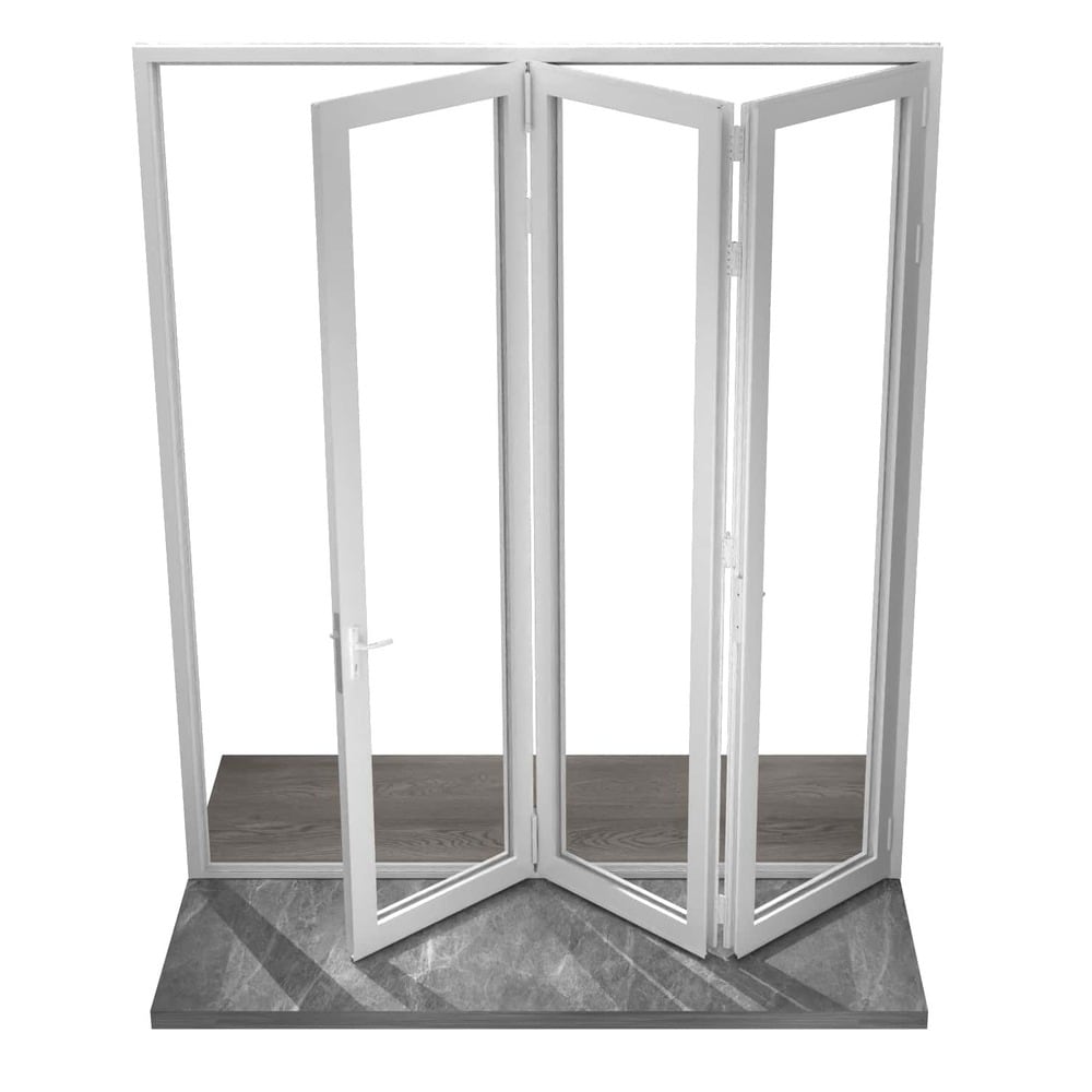 Eris WFO-10896-3L 108-in x 96-in x 3-in Jamb White Aluminum Left-hand 3-panel Folding Patio Door with Tempered Glass
