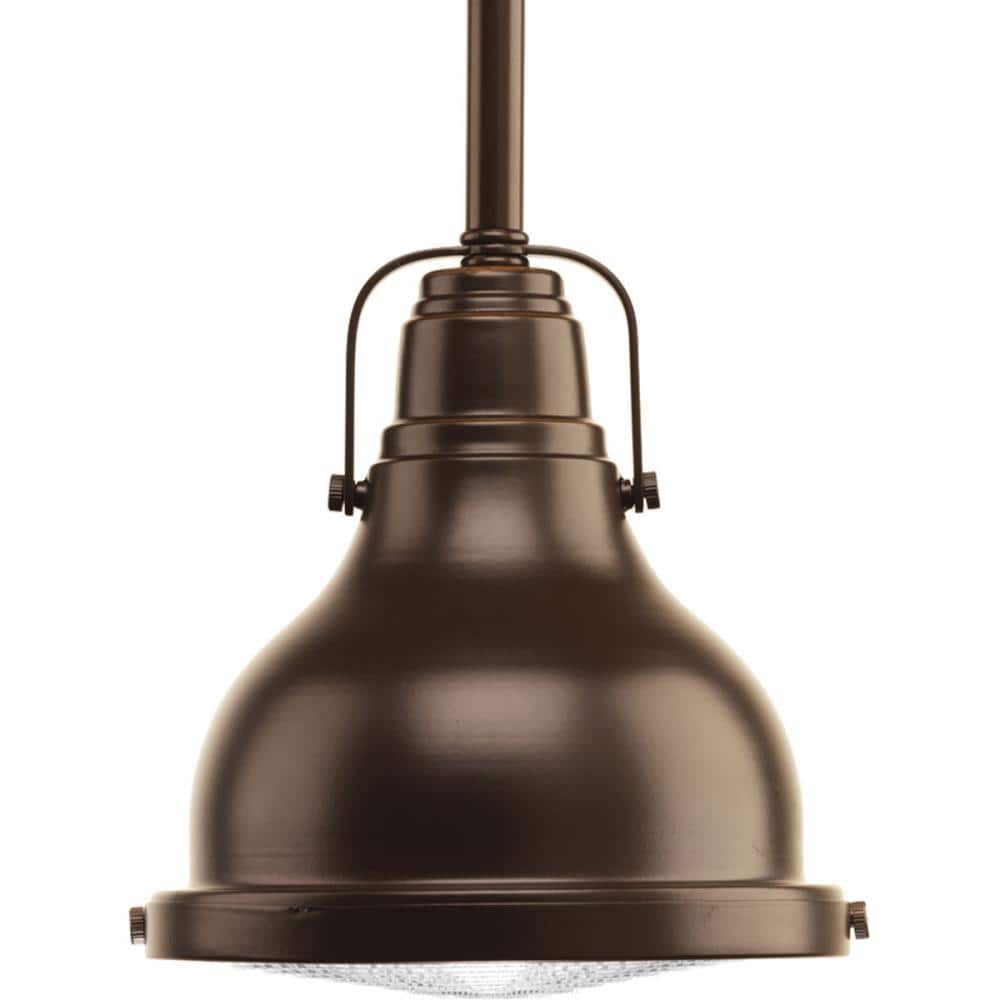 Progress Lighting P5050-10830K9 Fresnel Lens Oil Rubbed Bronze Transitional Clear Glass Dome LED Mini Outdoor Hanging Pendant Light