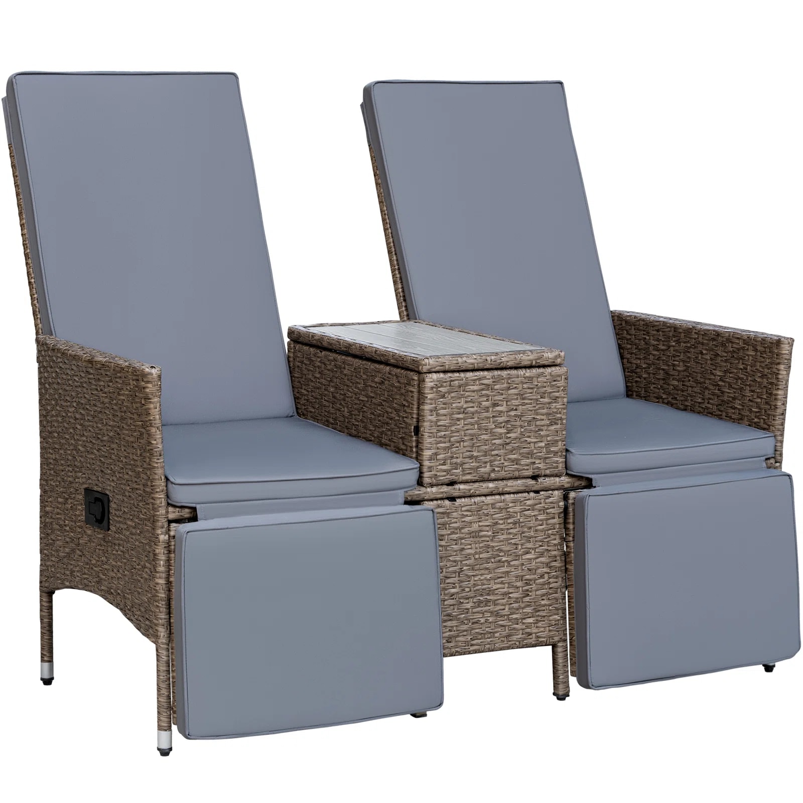 Vineego LS-LCRC23-0325-4GY 0102 Wicker Outdoor Sectional with Gray Cushions and Wicker Frame
