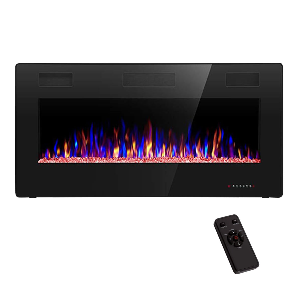 EdenDirect LW-836C3 36-in W Black Wall mount LED Flat wall Electric Fireplace with Remote Control Included