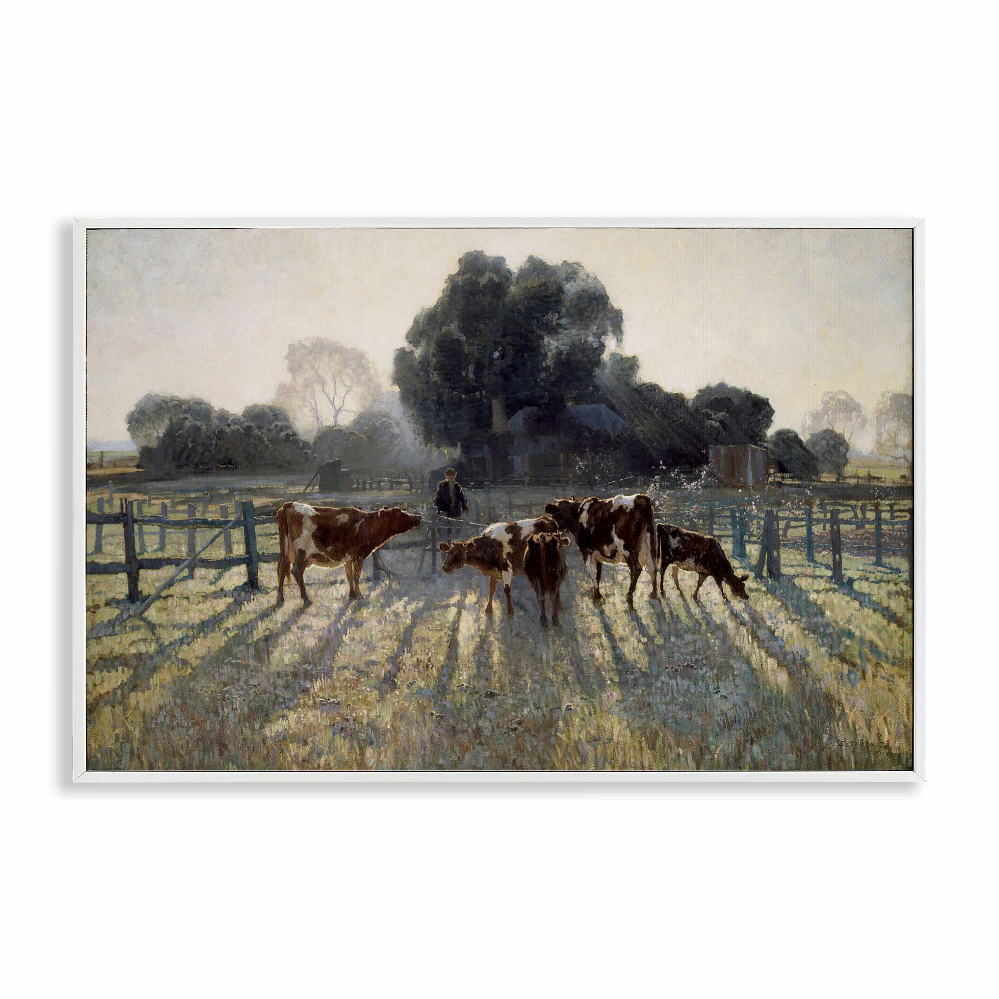 Stupell Industries BT-763-WFR-20X30 Elioth Gruner Morning Cows White Framed Giclee Art By Arlington Prints 30 x 20