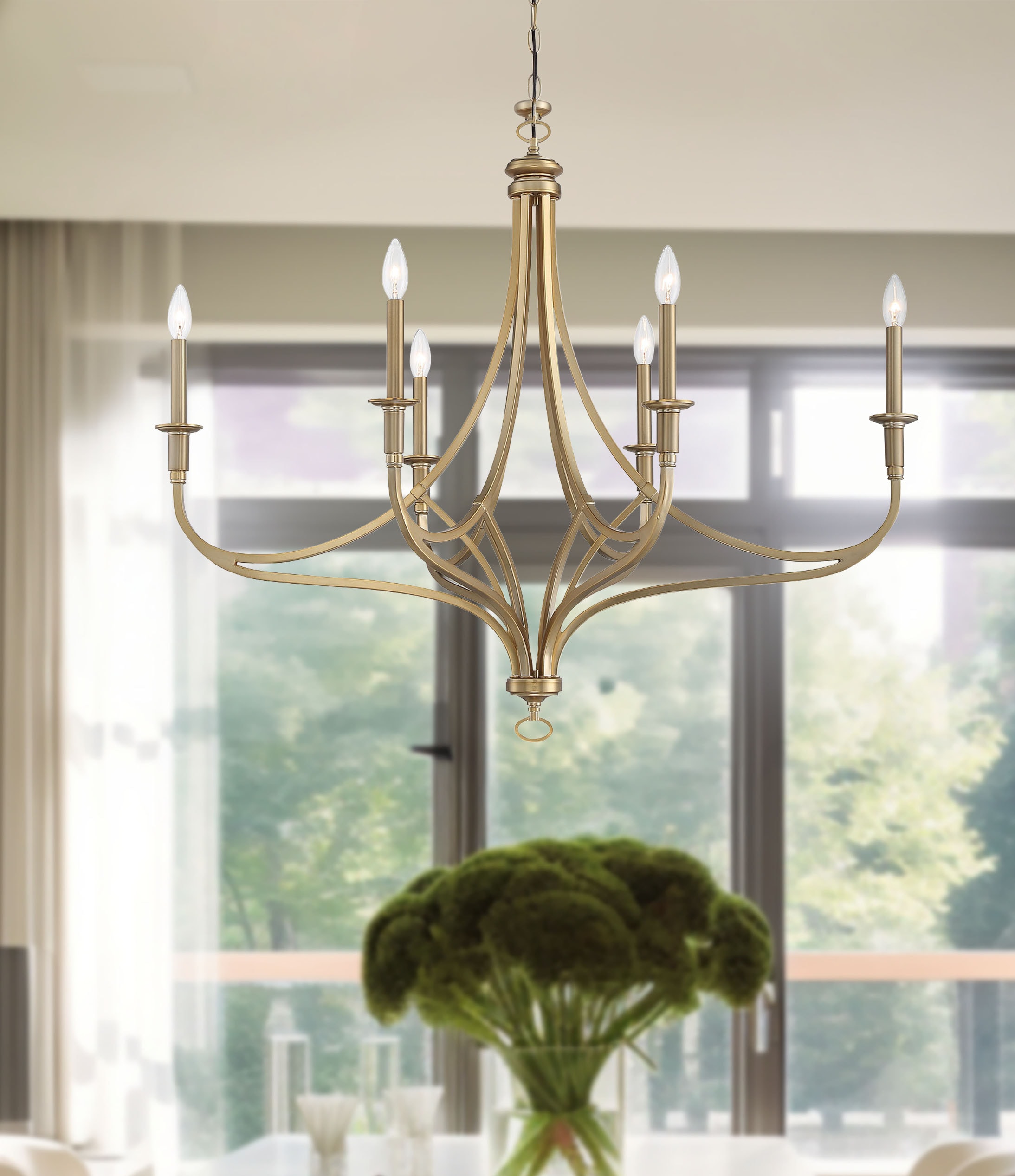 Minka Lavery Covent Park 6-Light Brushed Honey Gold Traditional Damp Rated  Chandelier in the Chandeliers department at