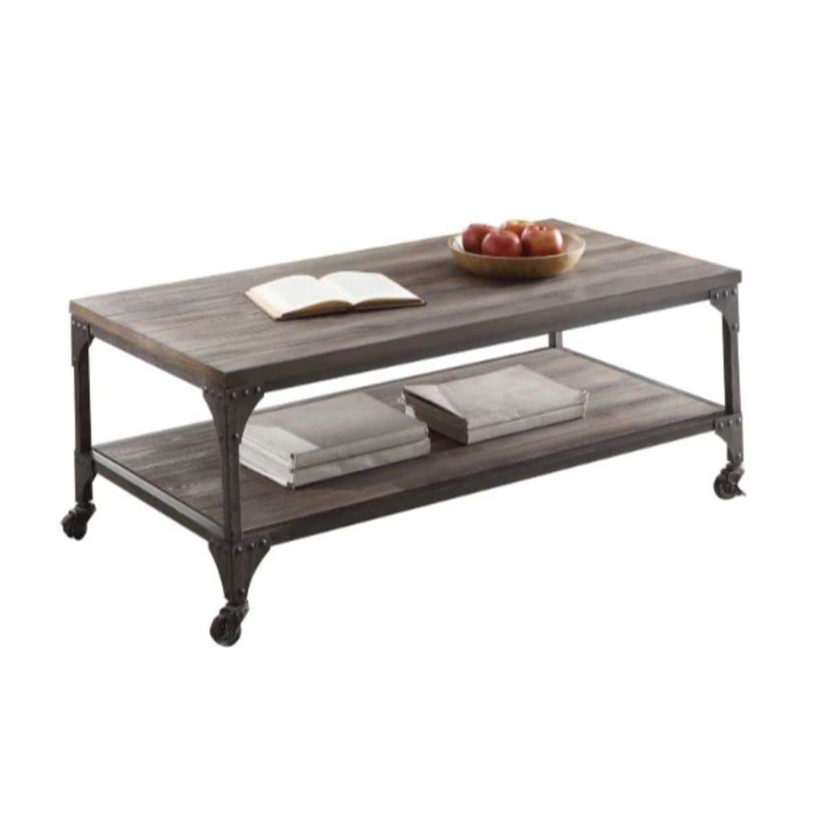 HomeRoots 286048 Amelia Weathered Oak Antique Wood Modern End Table