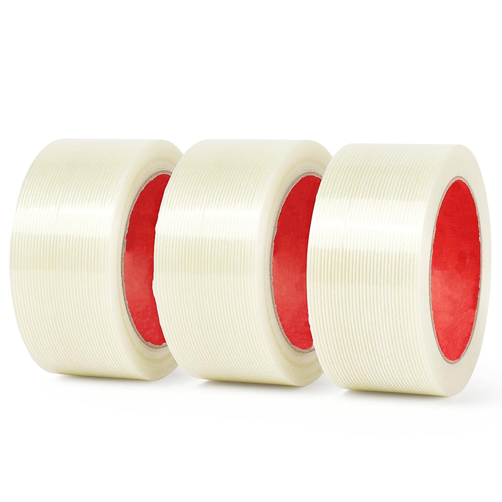 Etokfoks  SinoPack Strapping Tape 3Pack 5 5Mil x 2in x 30yds Strapping Tape 2 inch Heavy Duty Strong Tape Fiberglass Reinforced Filament Tape