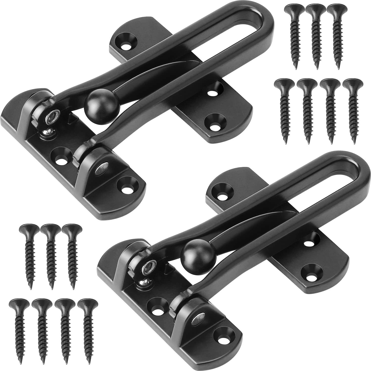 LAIFUCAM Door Reinforcement Lock Latch Swing Bar Lock for Home Security Front Door Locks Kids Safety Thick Solid Aluminium Alloy Black 2 Pack #LLA0811J221