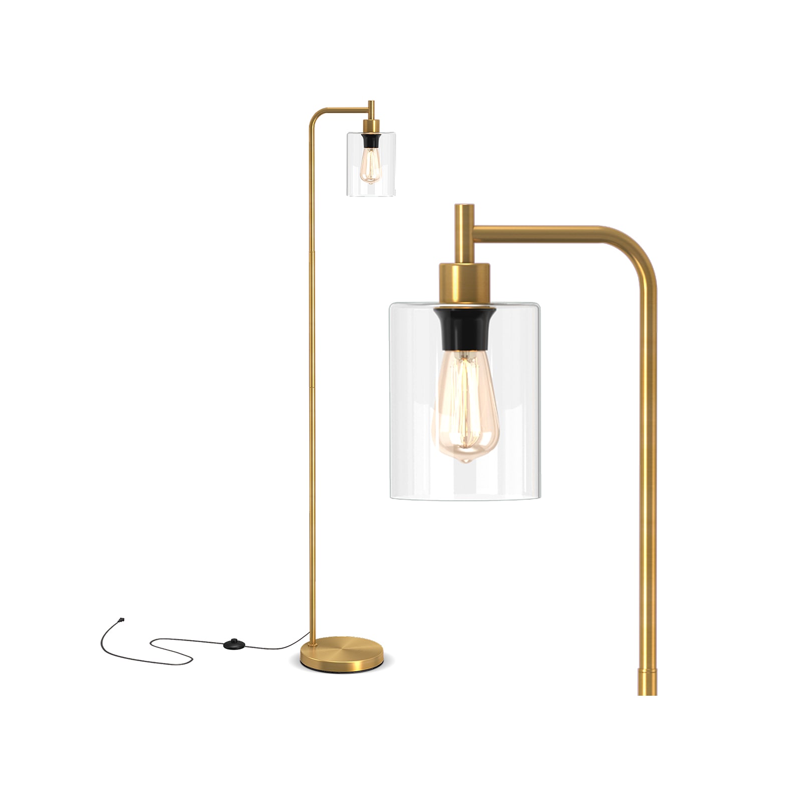 Volenca 10-in W x 66-in H Floor Lamp Hanging Glass Foot Switch