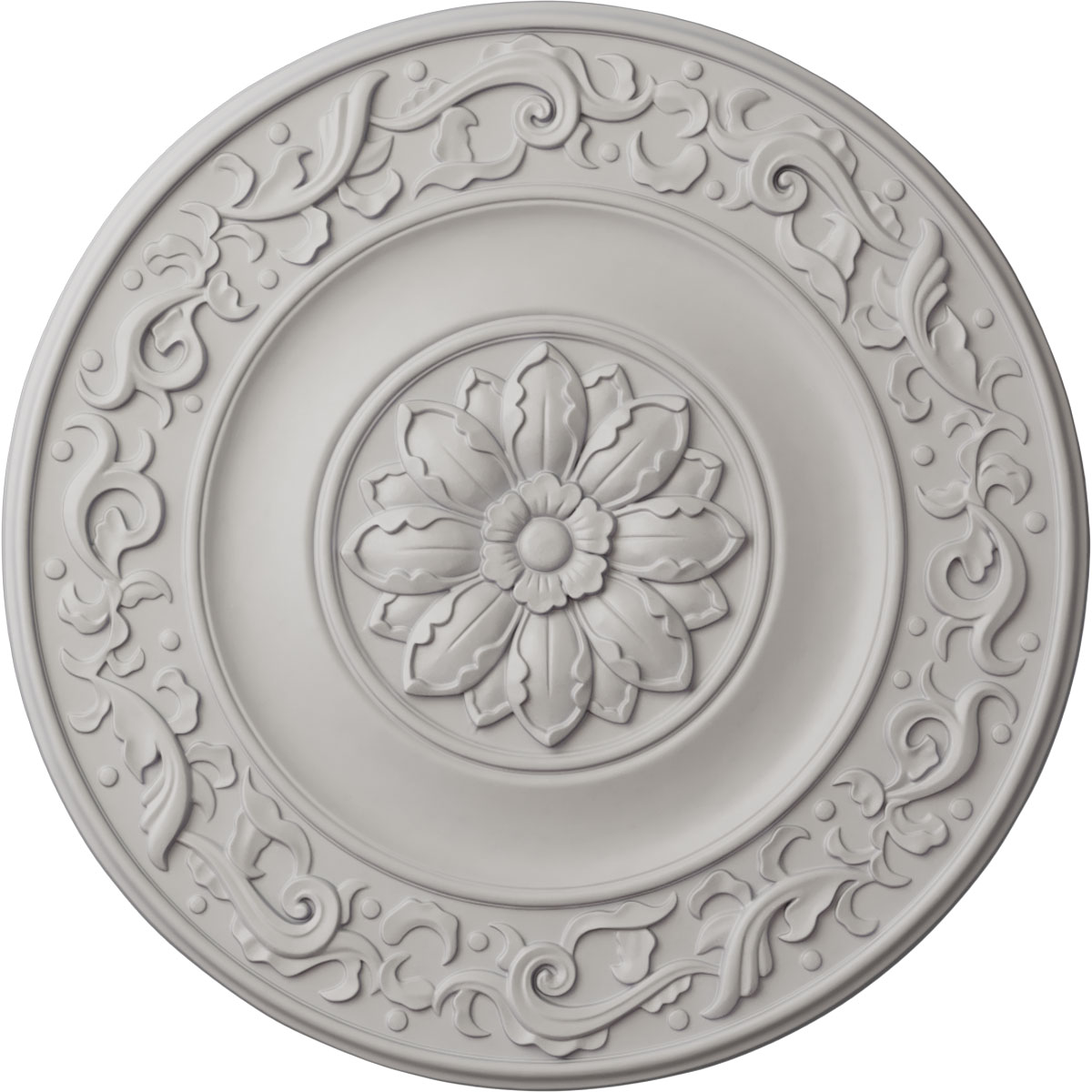 Ekena Millwork CM47MIUWF Milan 51-in W x 51-in L Painted Ultra Pure White Polyurethane Whole Ceiling Medallion