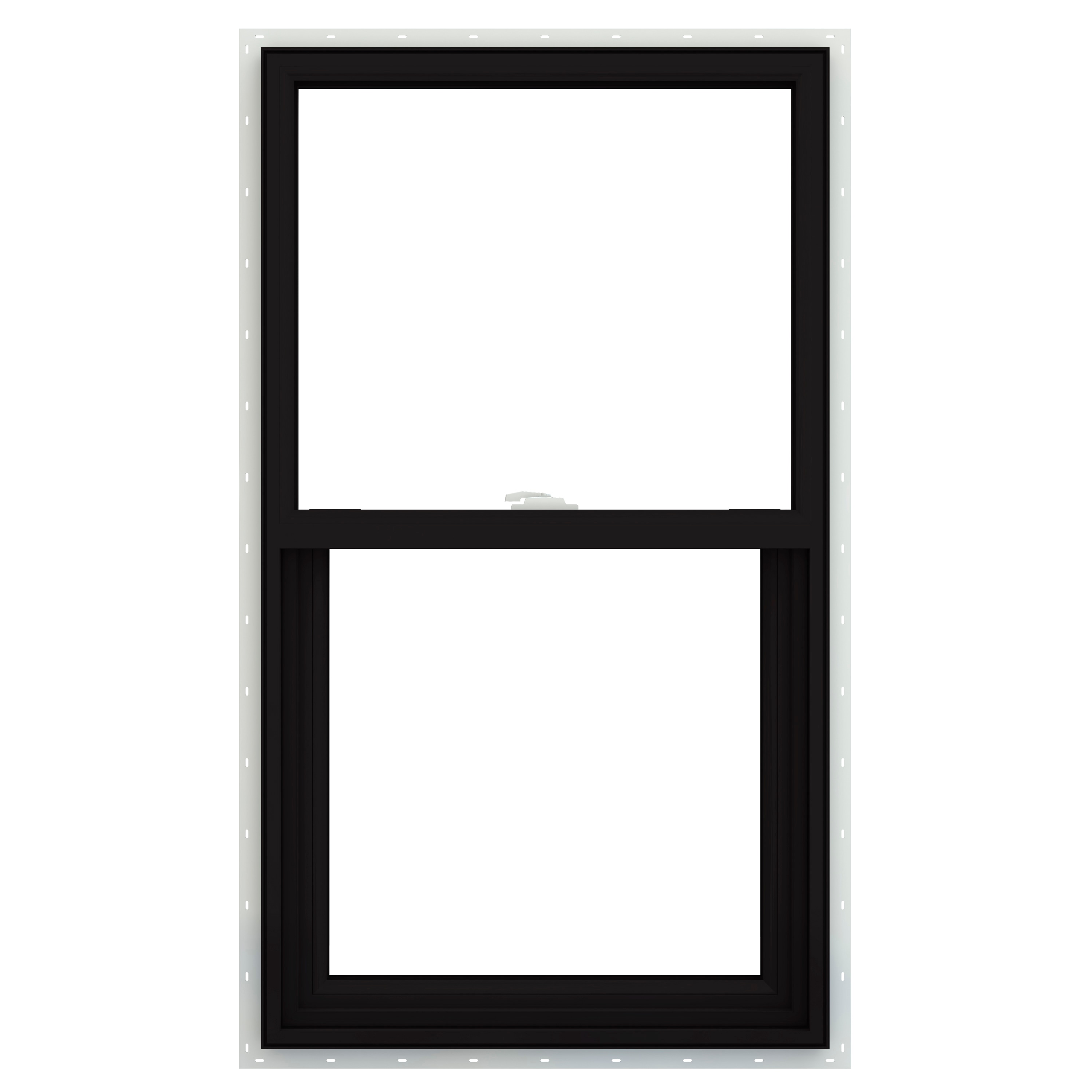 JELD-WEN LOWOLJW234700202 V-2500 29-1/2-in x 47-1/2-in Black Exterior Vinyl New construction Single Hung Window Low-E argon Double Pane Glass (Full Screen Included)