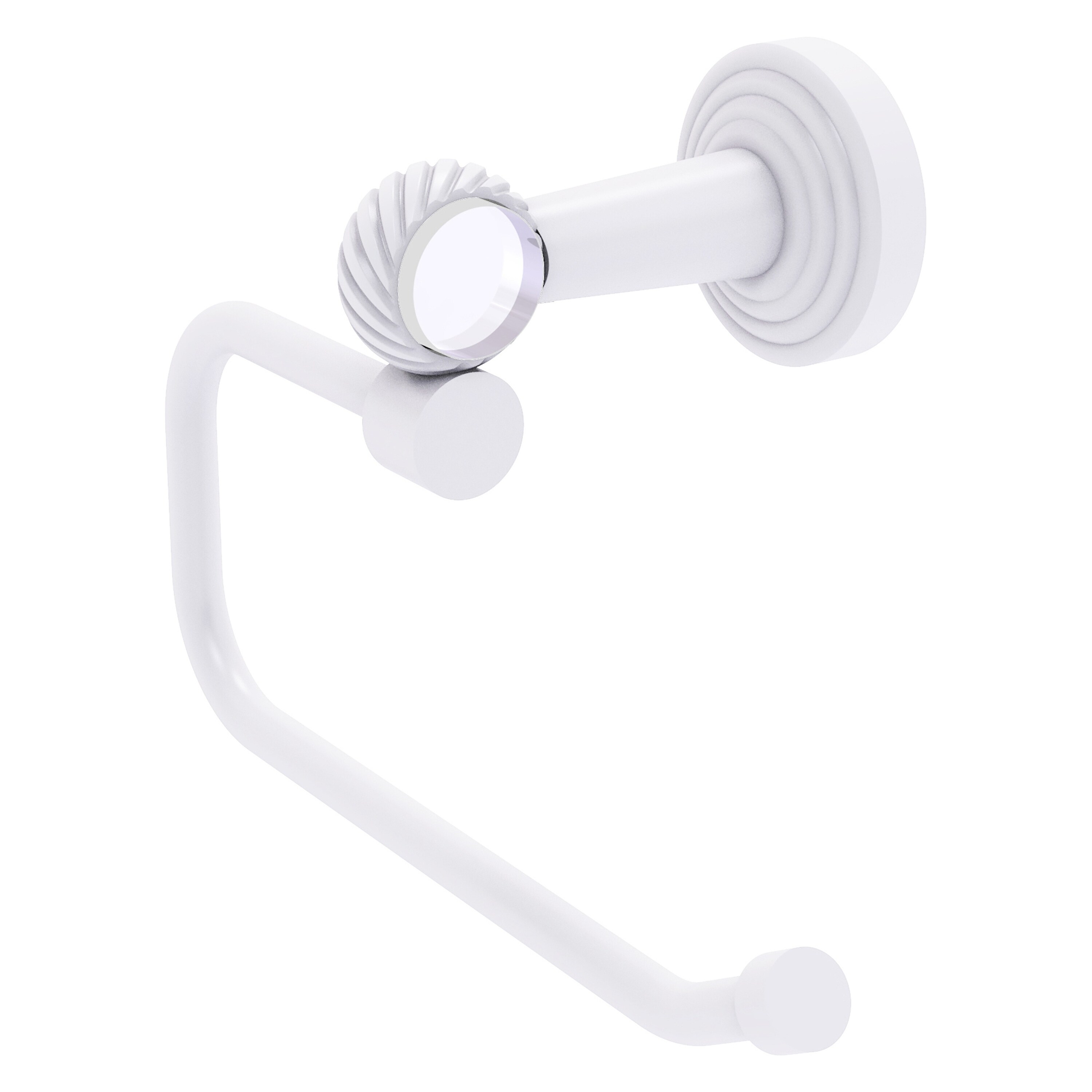 Allied Brass PB-24ET-WHM Pacific Beach Matte White Wall mount Single post Toilet Paper Holder 1 -Rolls with Storage