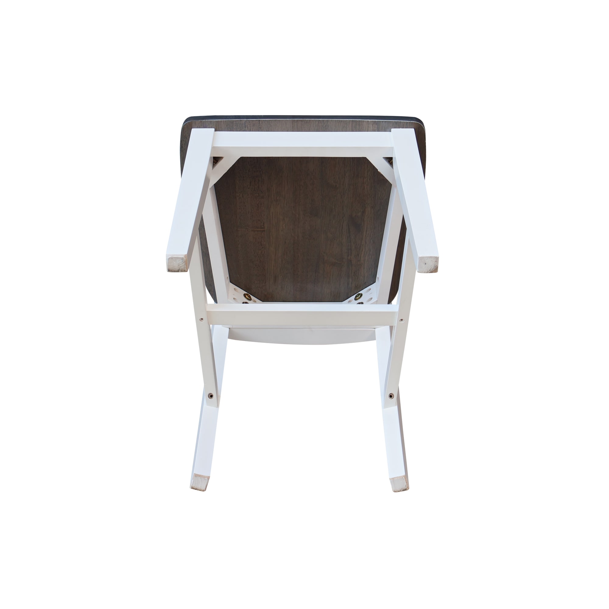 Elegant White Rubberwood Slat-Back Dining Chairs, Set of 2