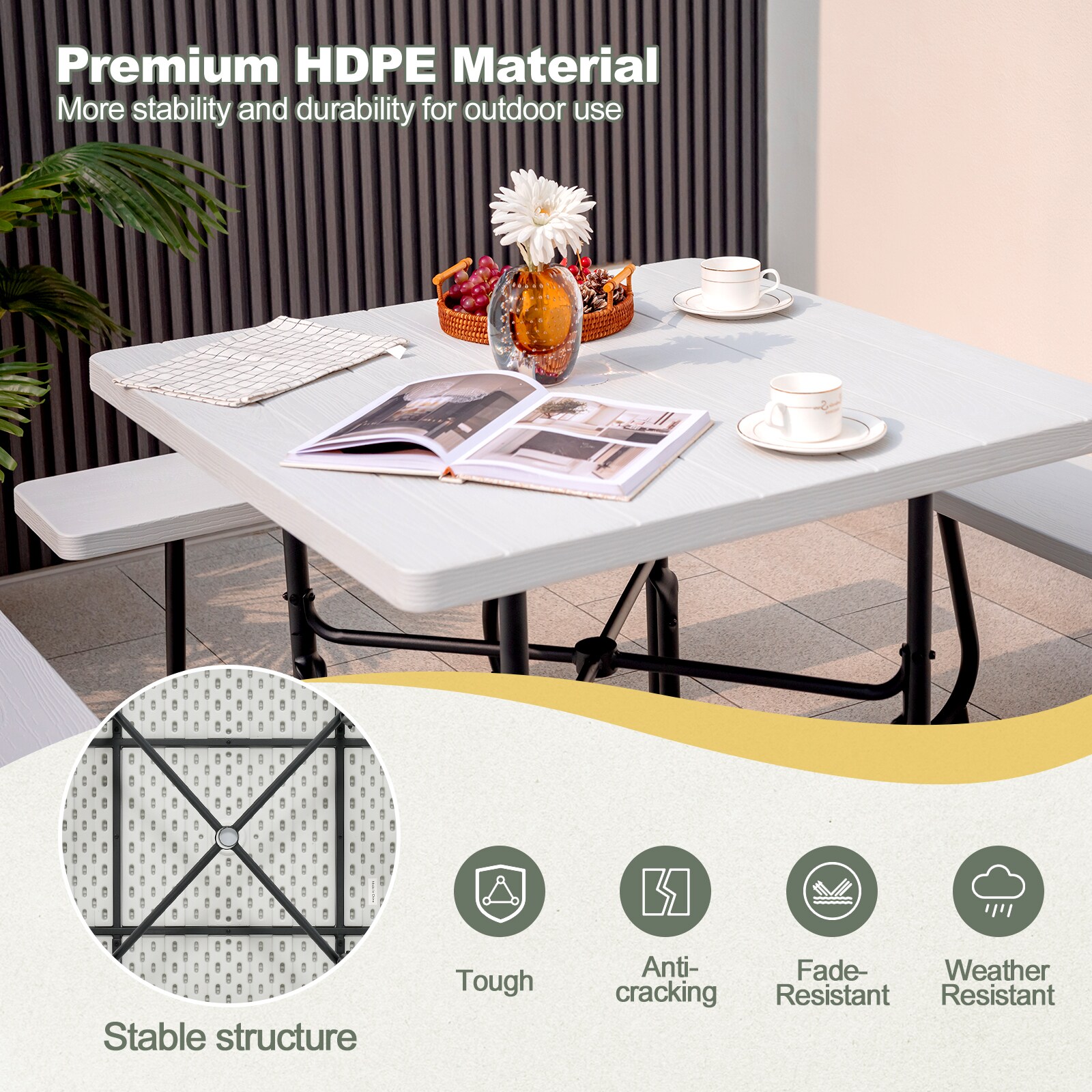 LIVIZA TDG11265WH-X Picnic-Tables - View #4