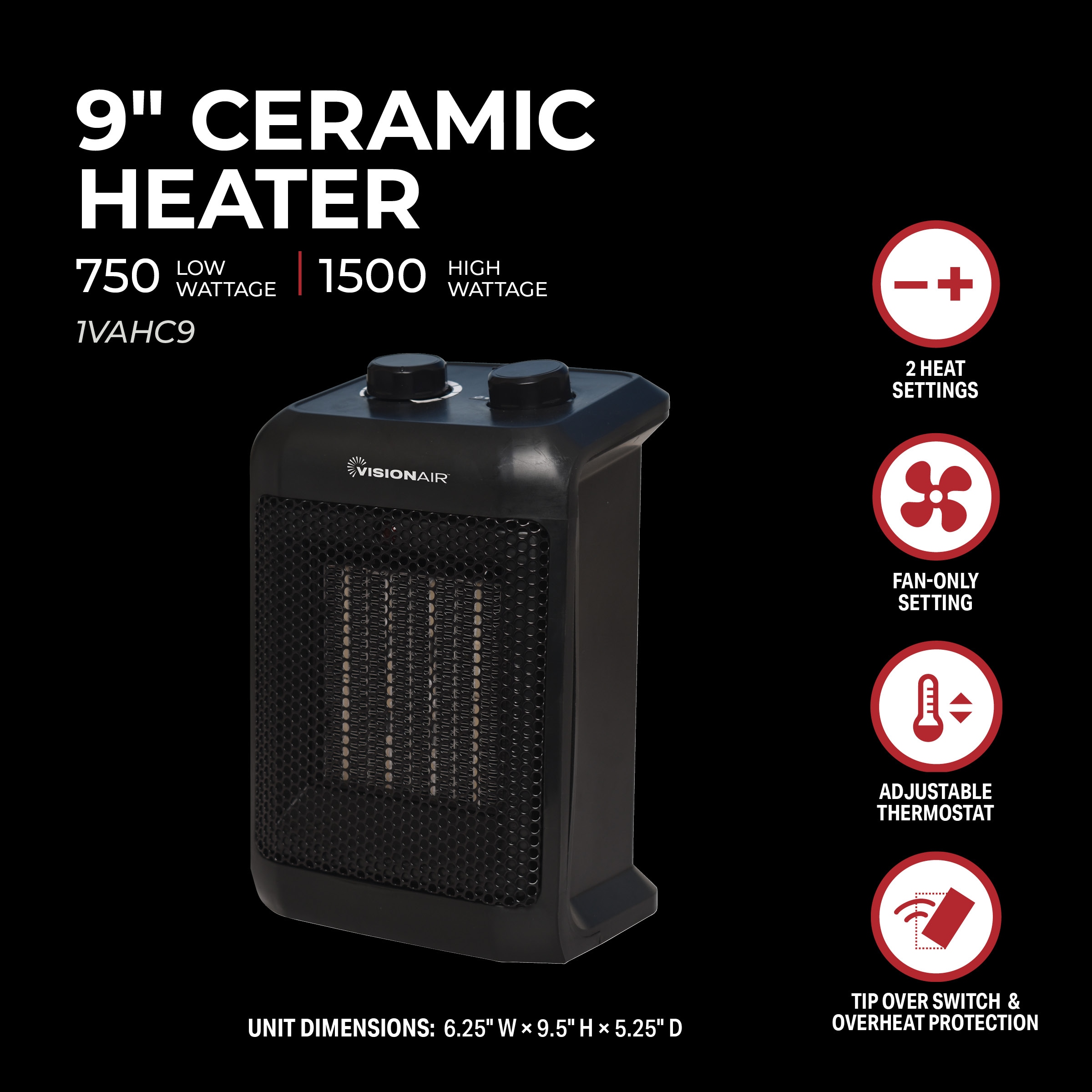 VisionAir 1VAHC9 Portable-Electric-Heat - View #3